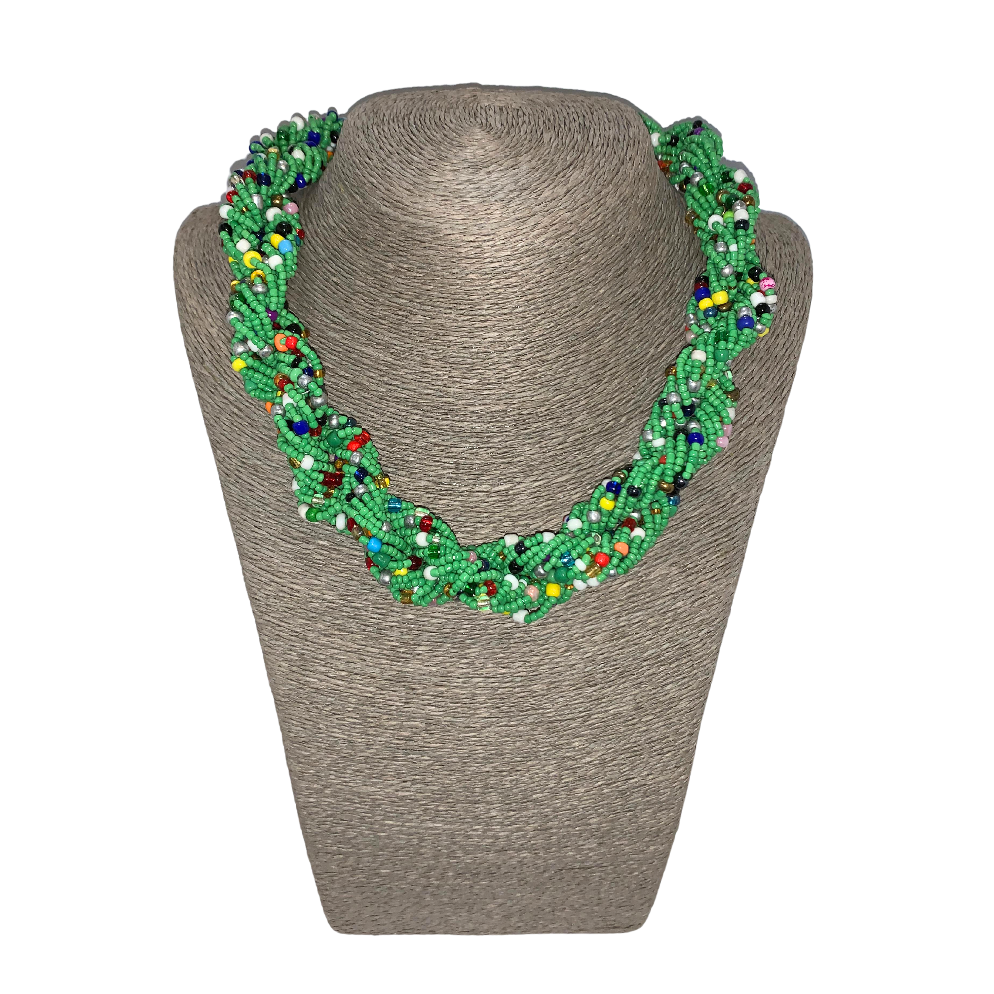 Twisted Zulu Hand Beaded Necklace