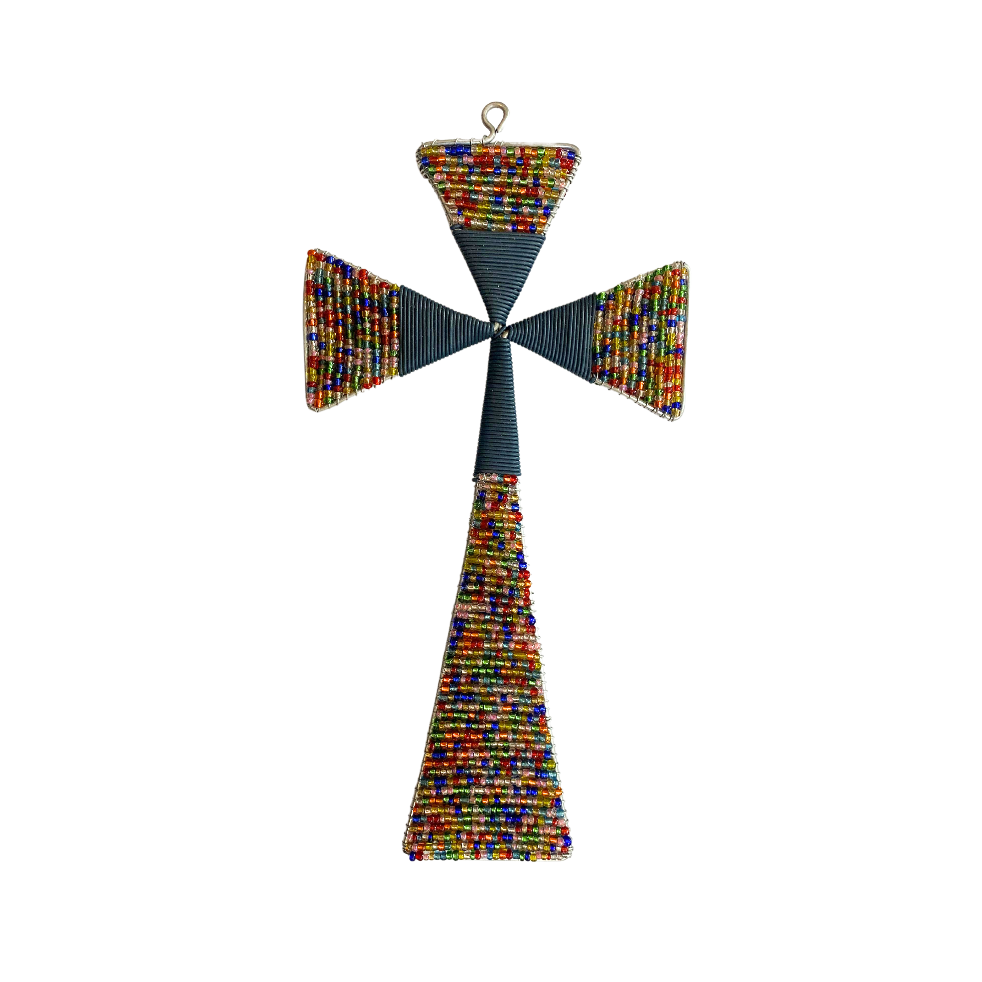 Beaded Telephone Wire Cross Christmas Tree Ornament