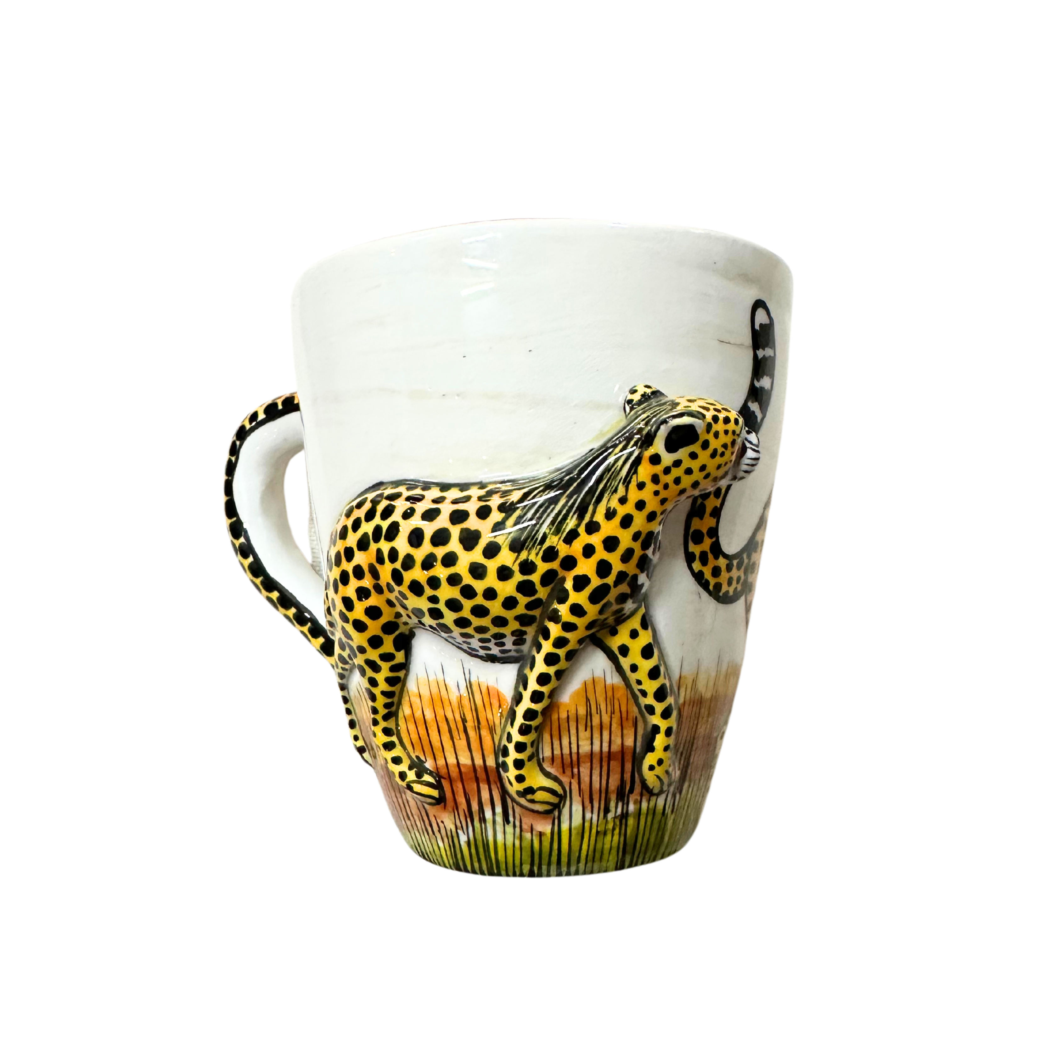 3D Hand Painted Ceramic Cheetah Mug