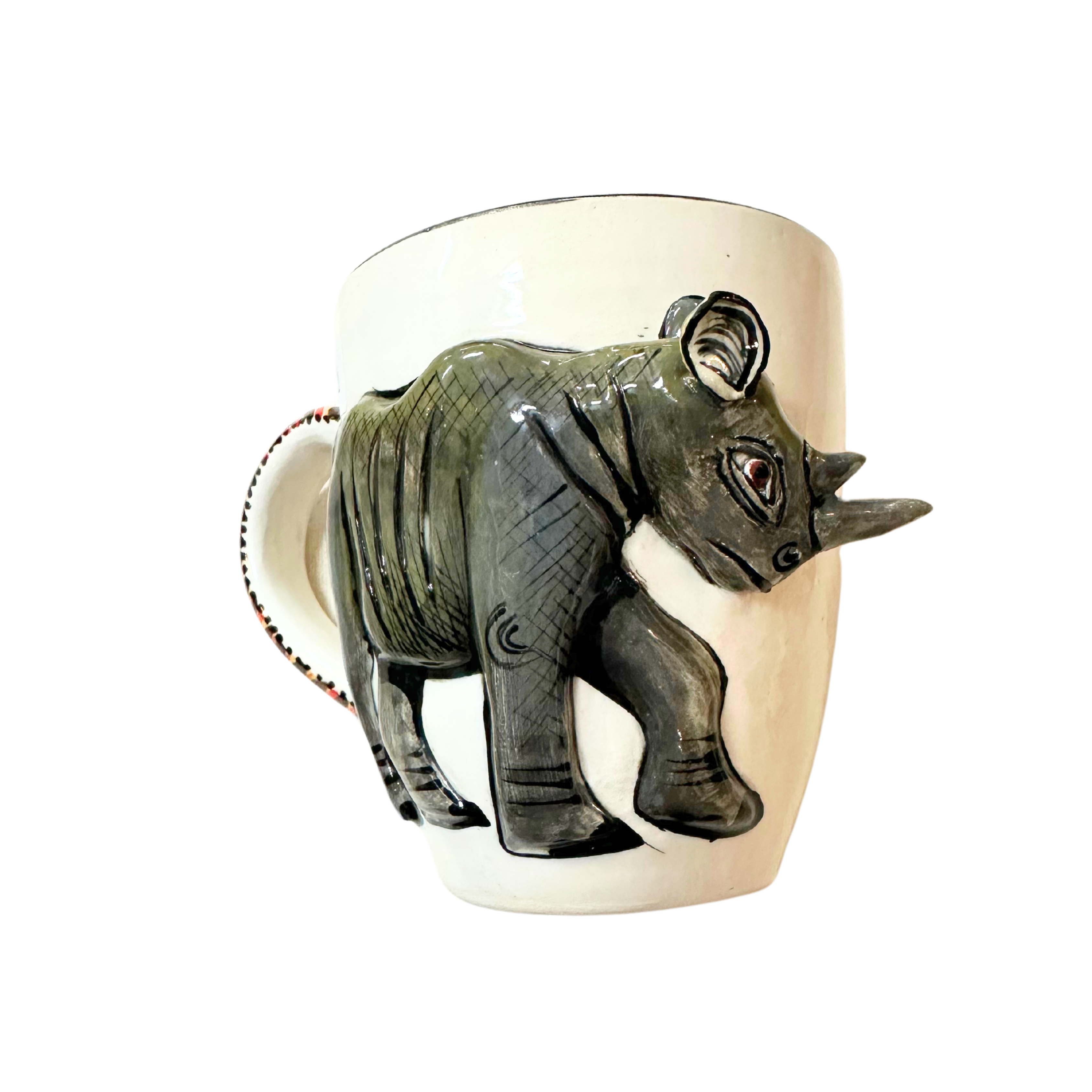 3D Hand Painted Ceramic Rhino Mug