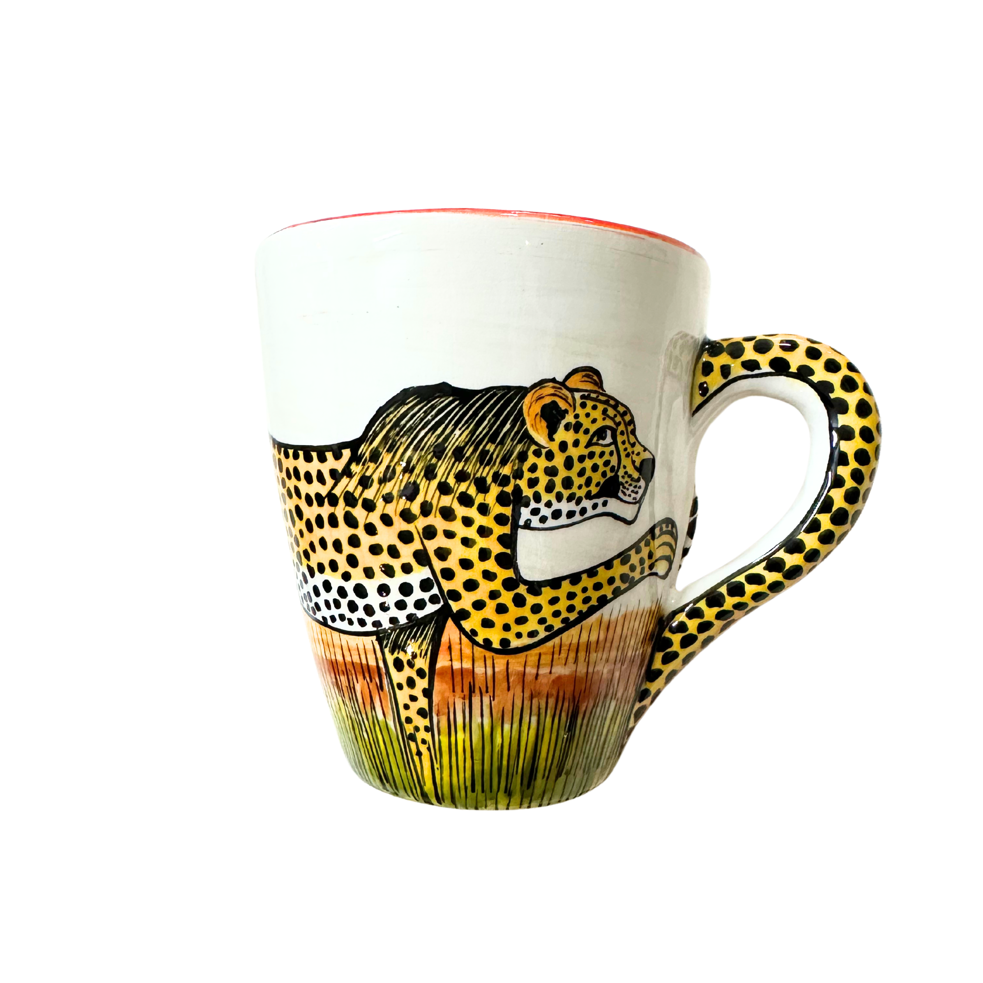 3D Hand Painted Ceramic Cheetah Mug