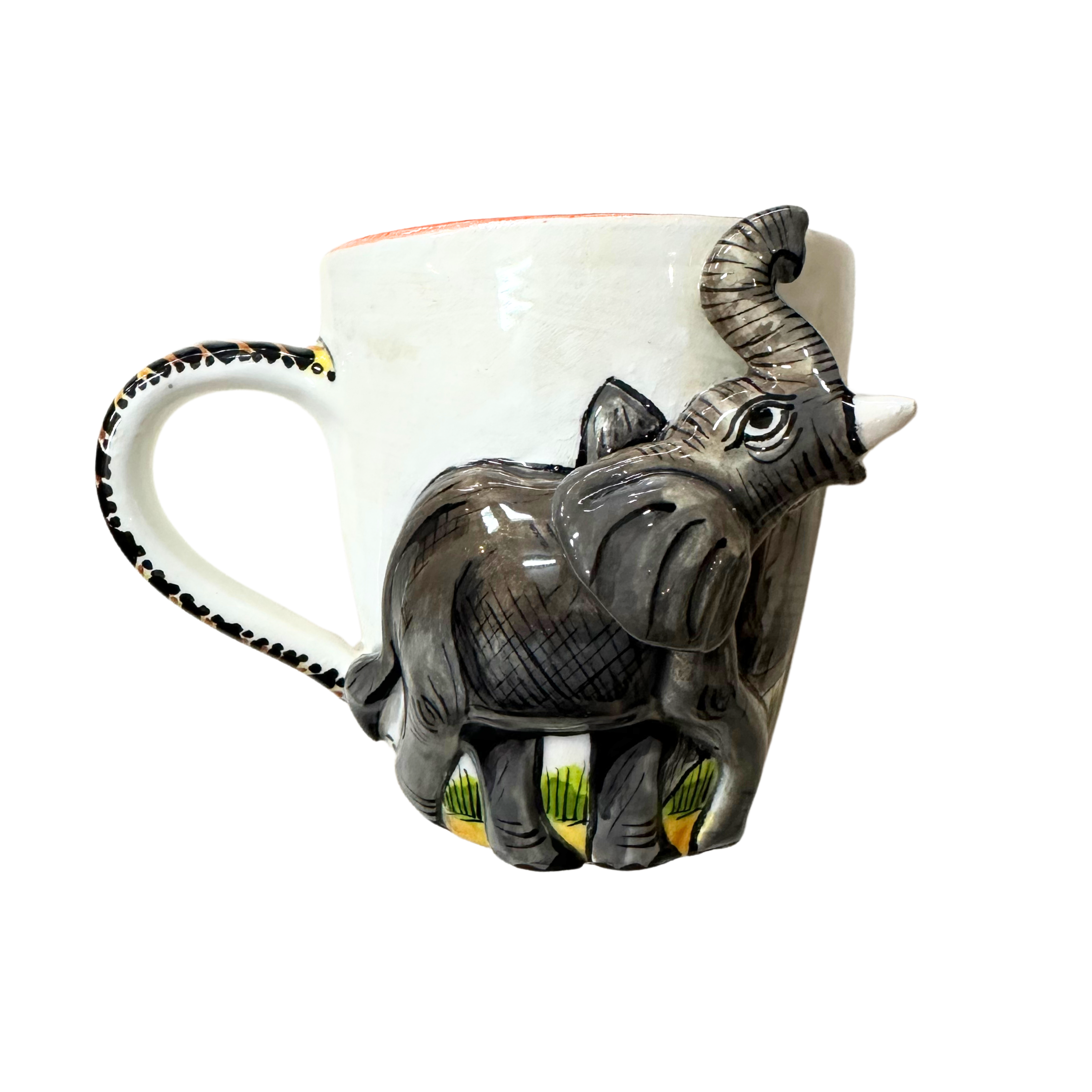 3D Hand Painted Ceramic Elephant Mug