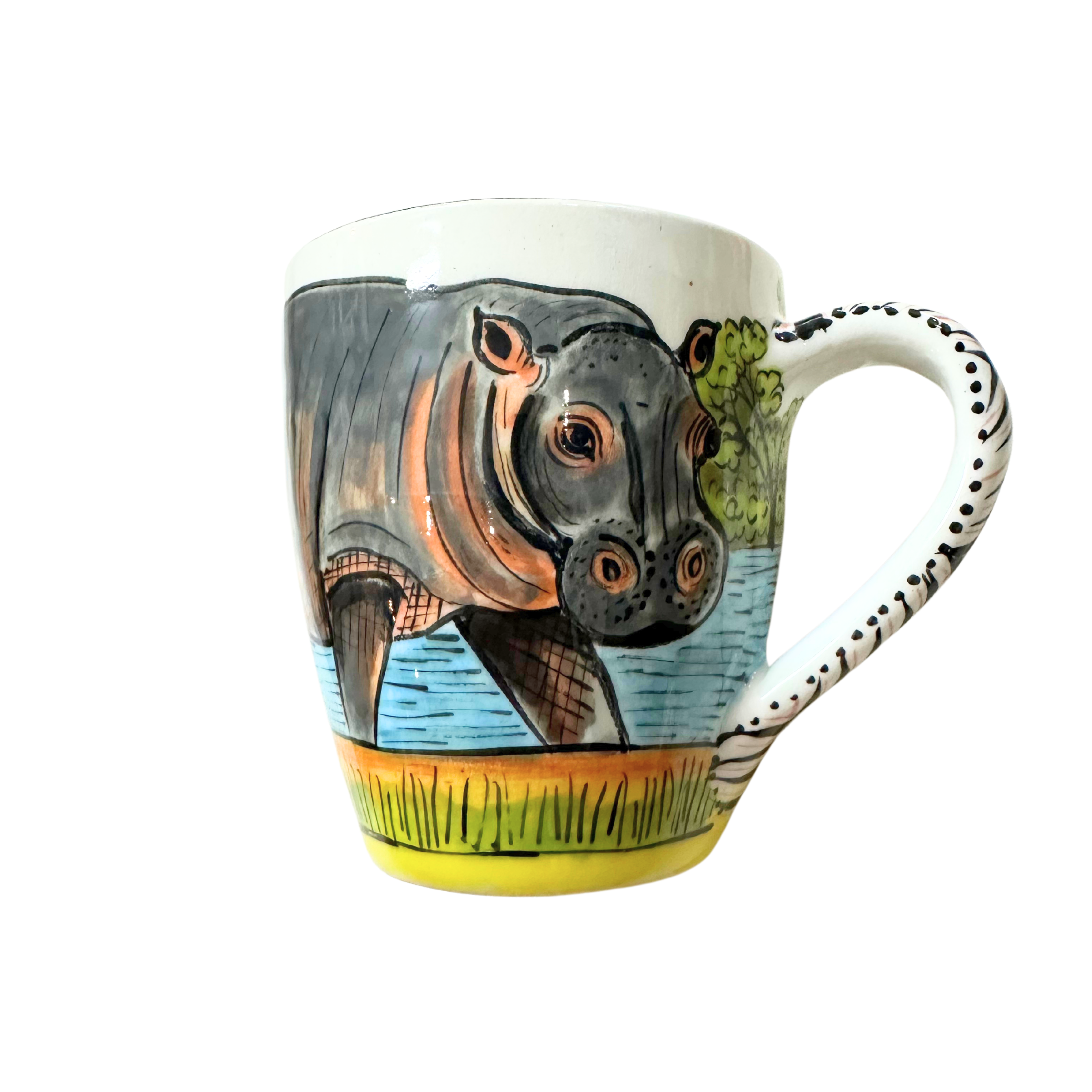 3D Hand Painted Ceramic Hippo Mug