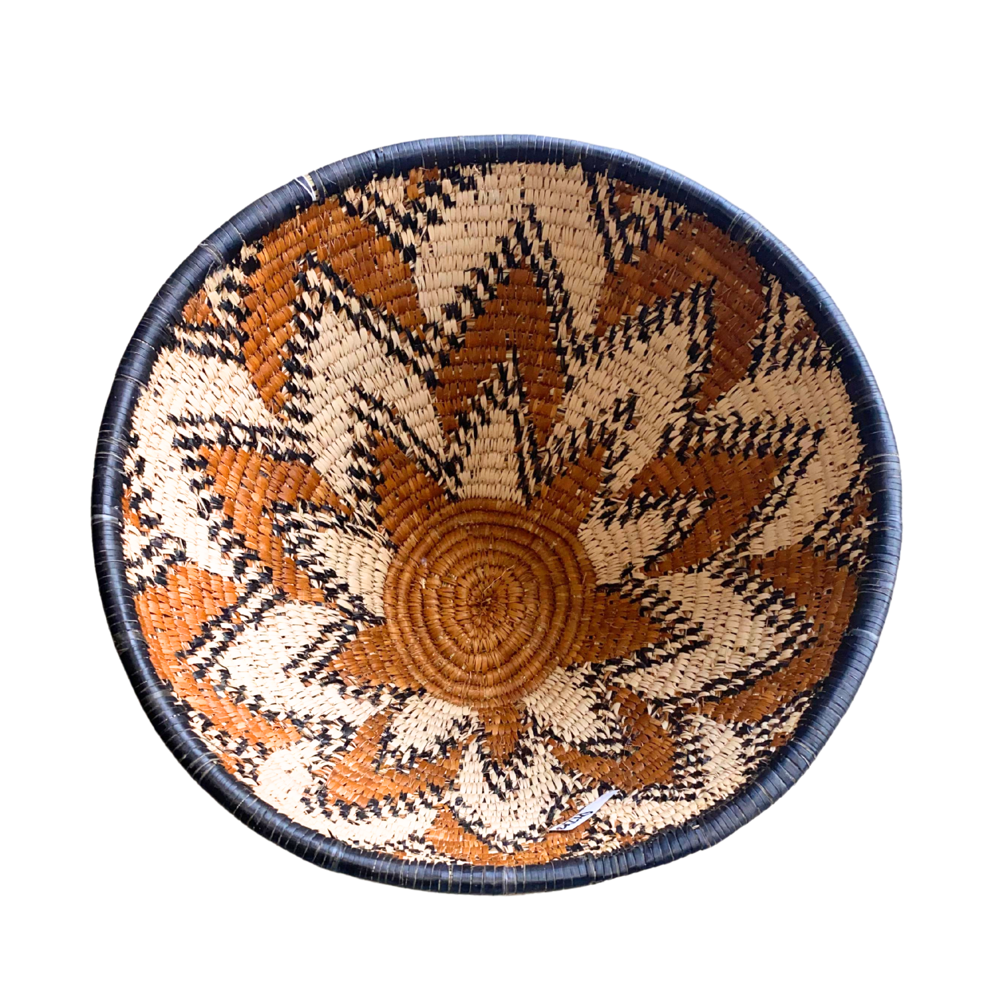 Large Hand Woven Bowl (Brown, Cream & Black Zig Zag)