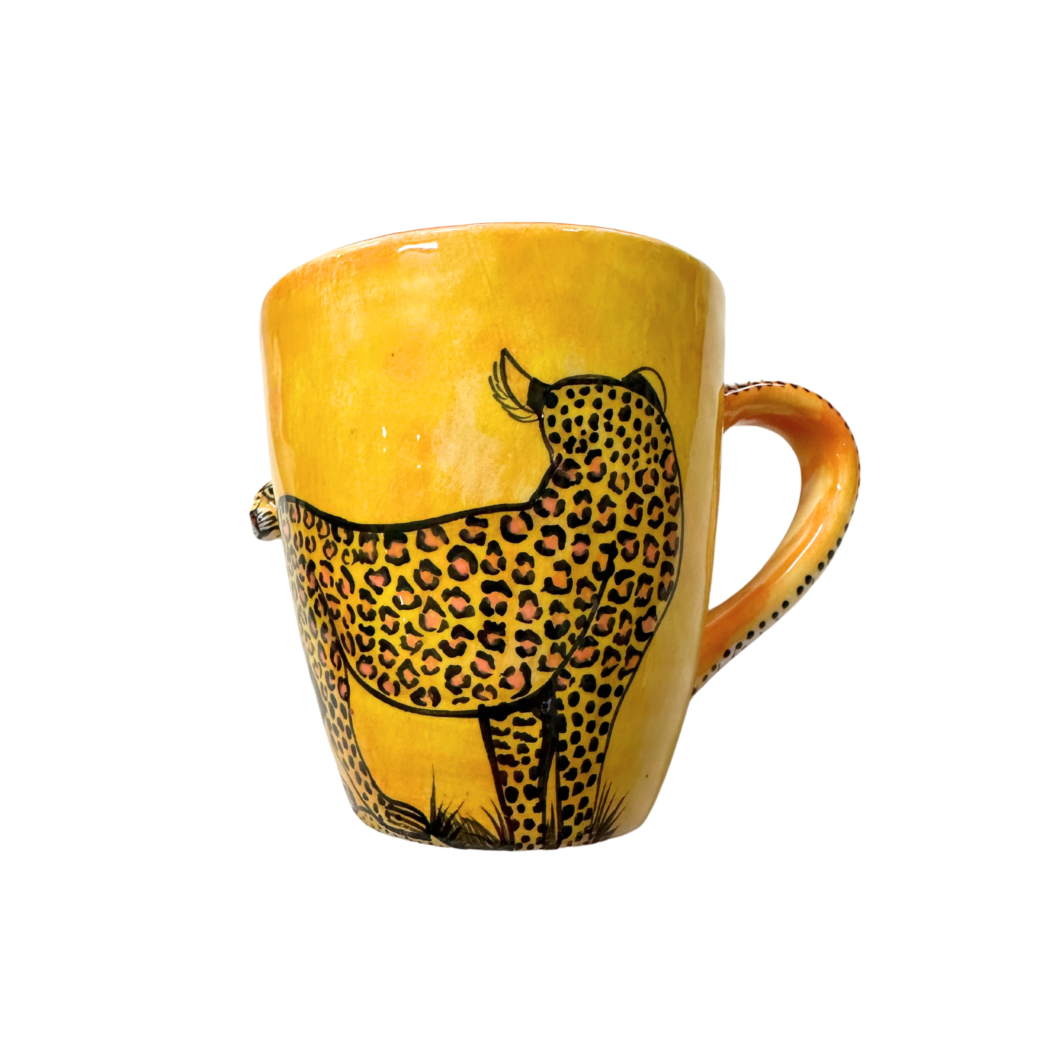 3D Hand Painted Ceramic Leopard Mug