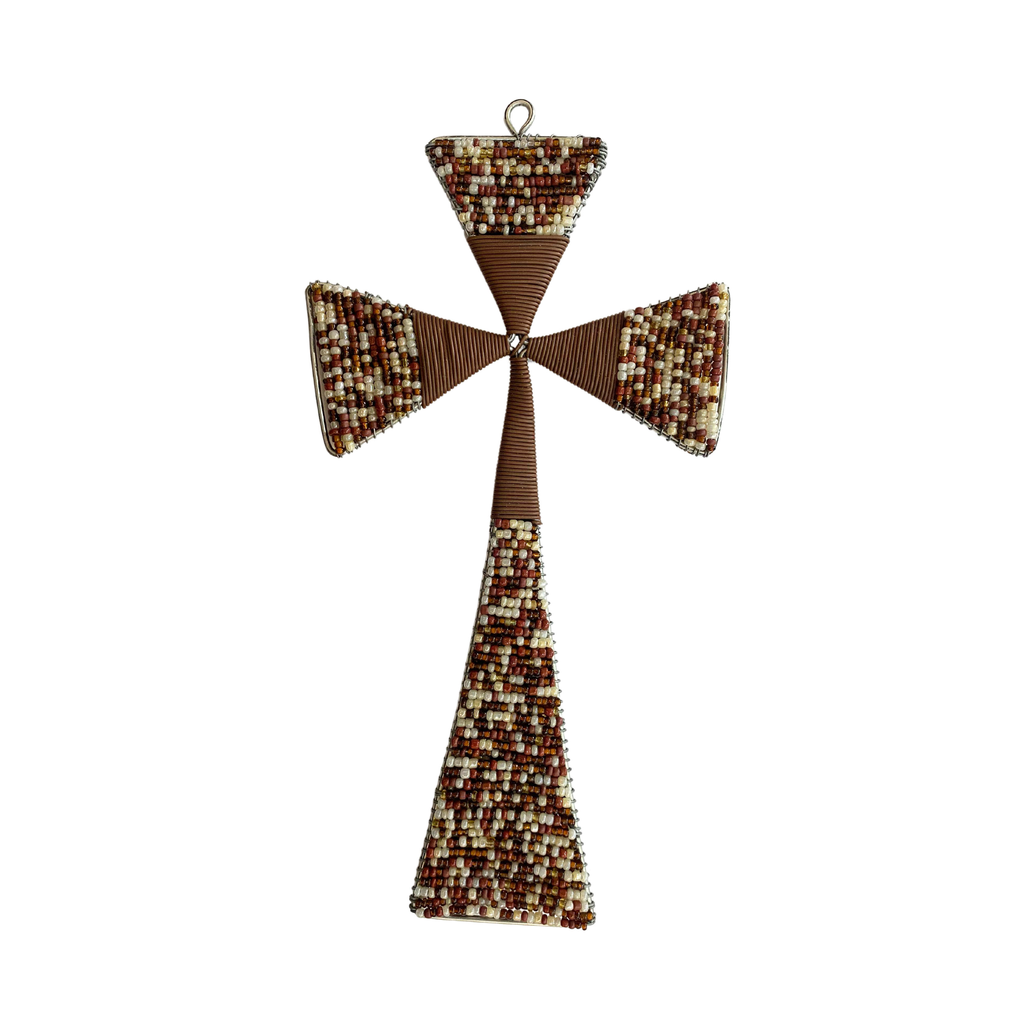 Beaded Telephone Wire Cross Christmas Tree Ornament