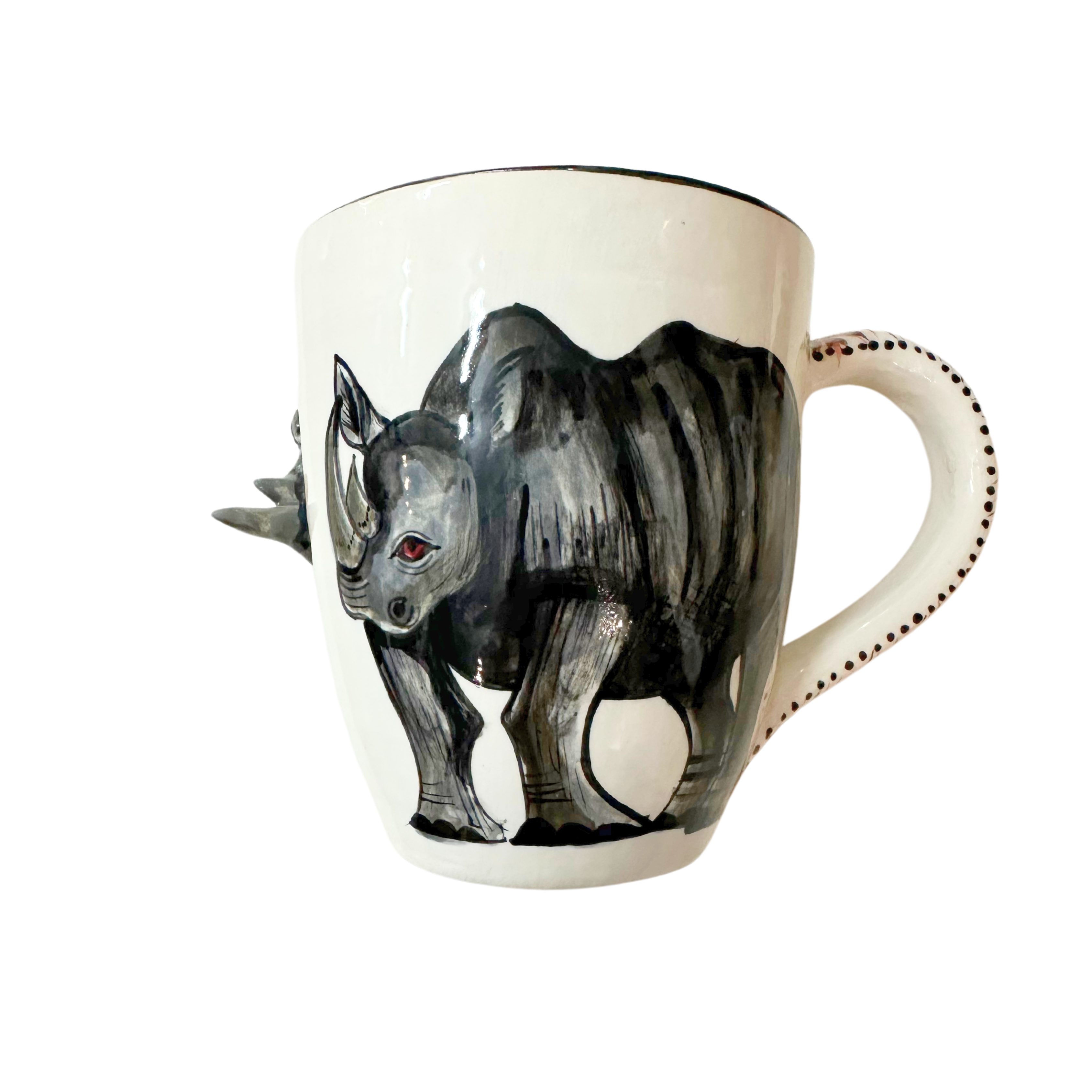 3D Hand Painted Ceramic Rhino Mug