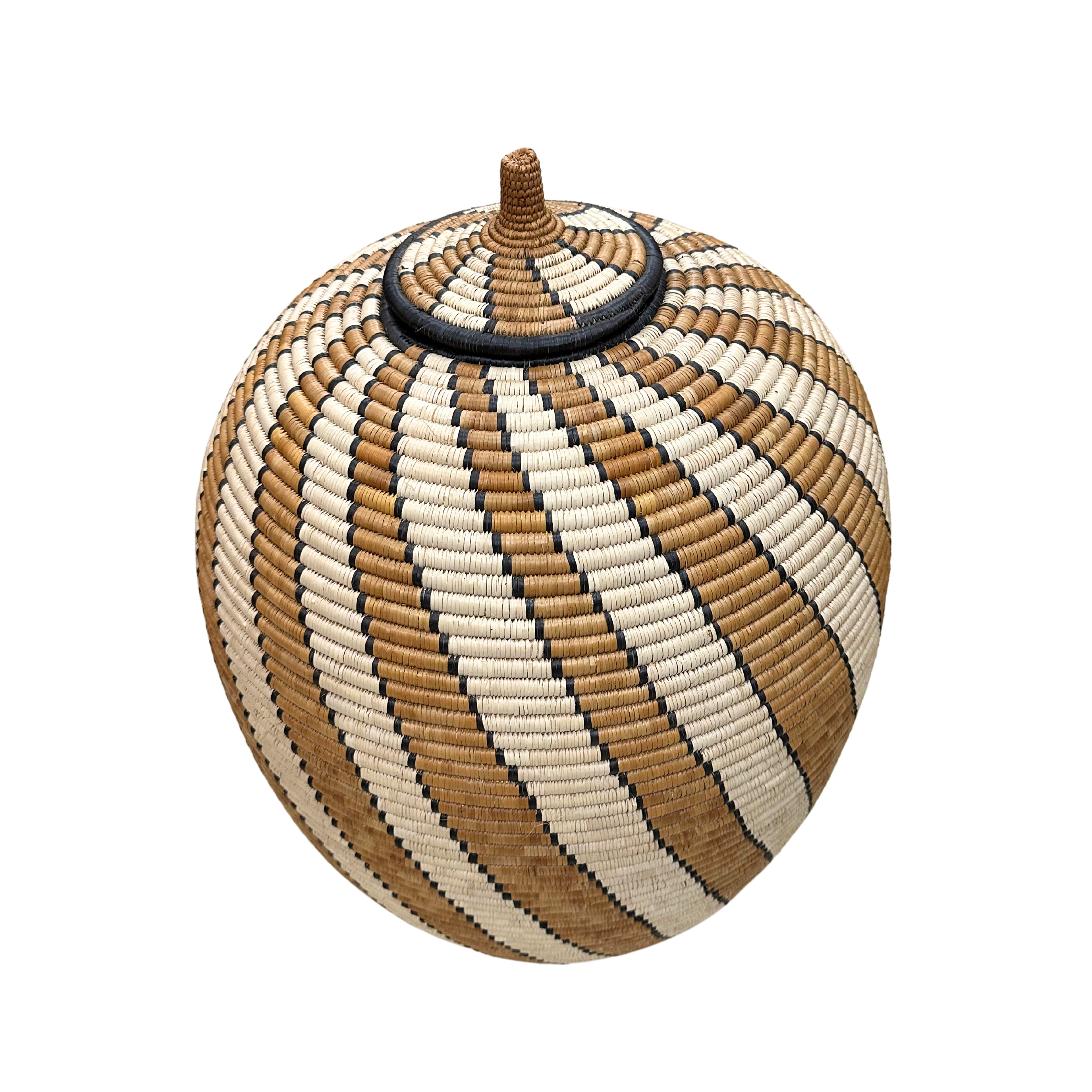 Hand Weaved Striped Zulu Basket