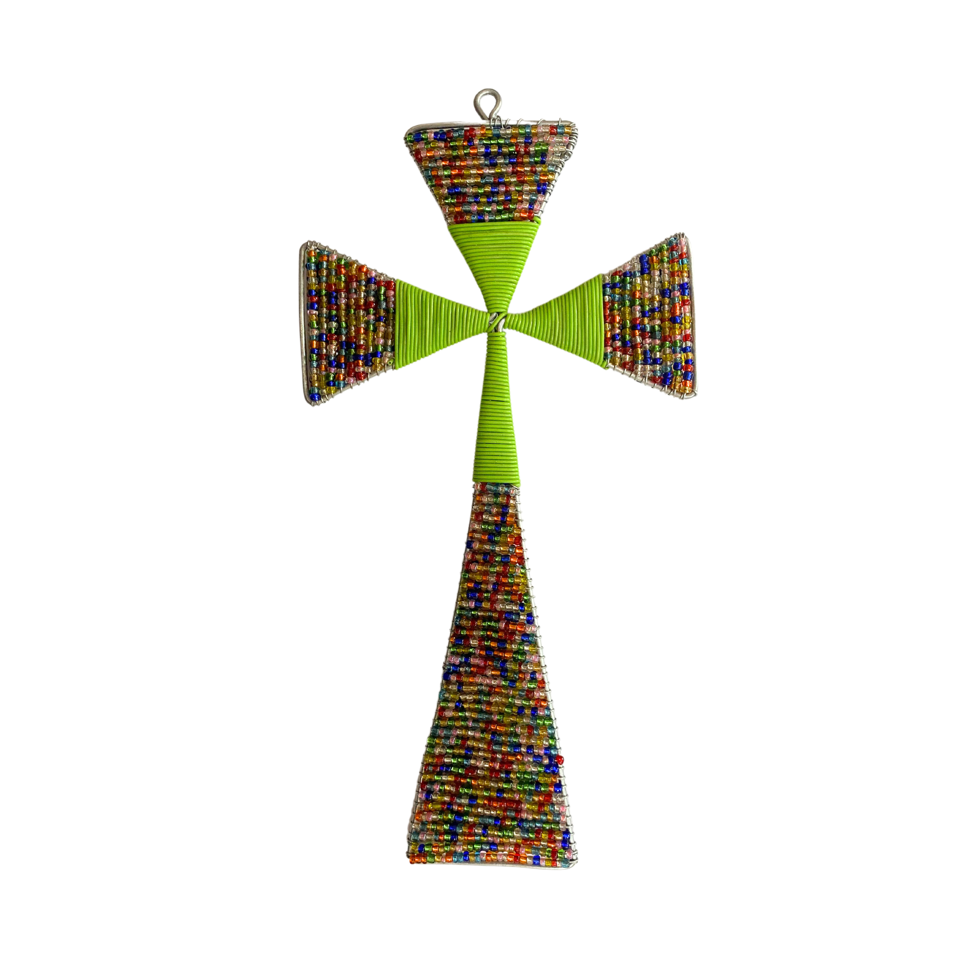 Beaded Telephone Wire Cross Christmas Tree Ornament