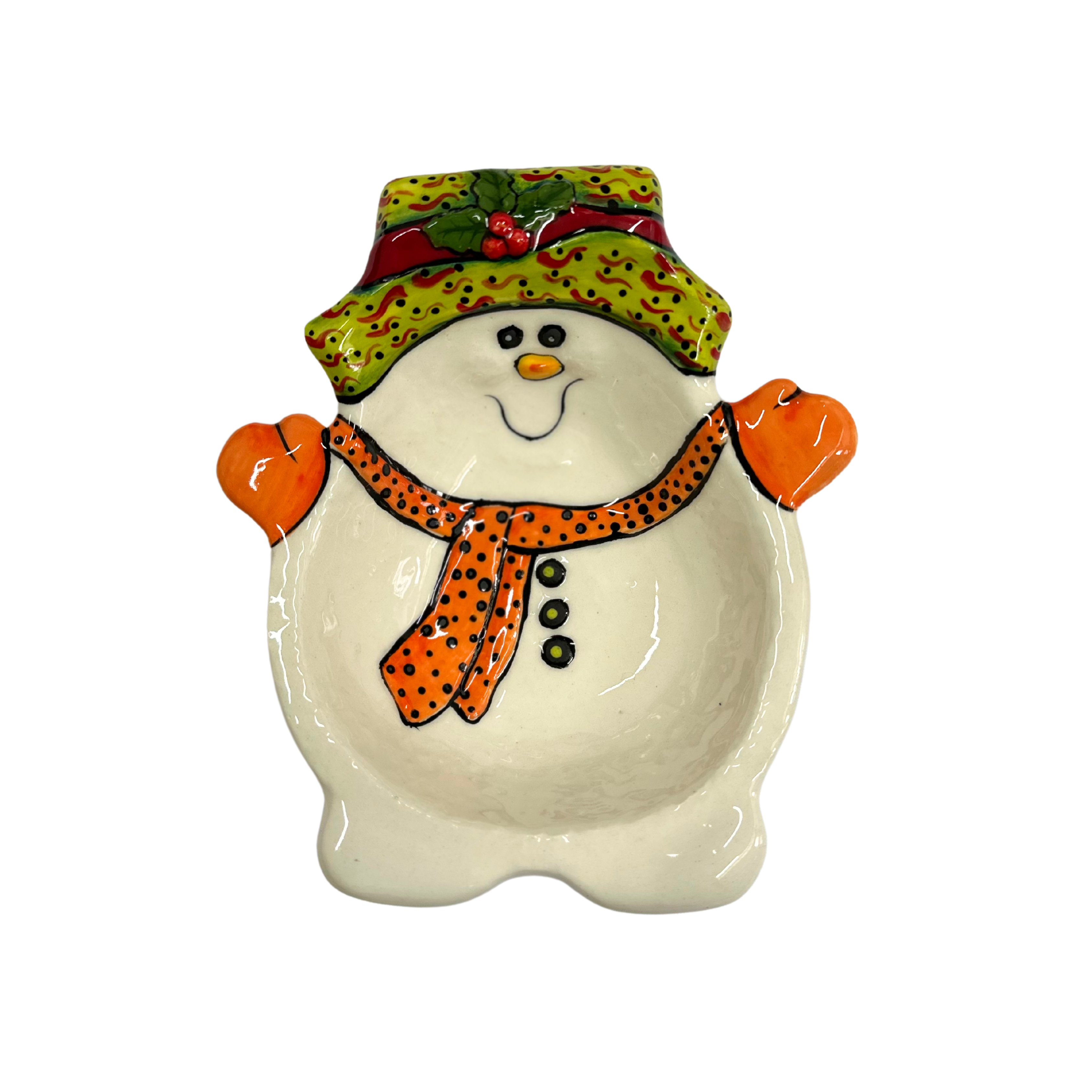 Ceramic Snowman Dish With Spoon