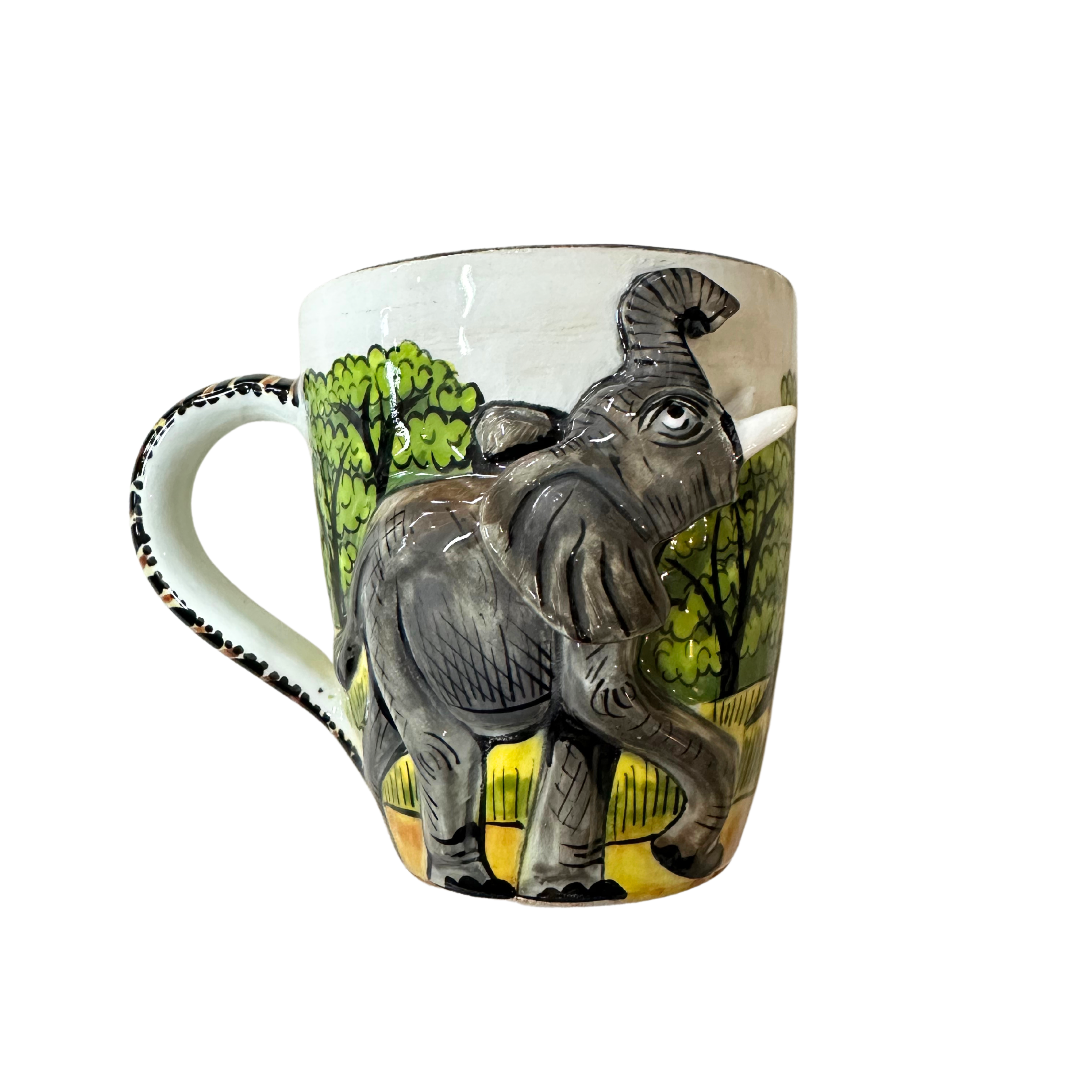 3D Hand Painted Ceramic Elephant Mug