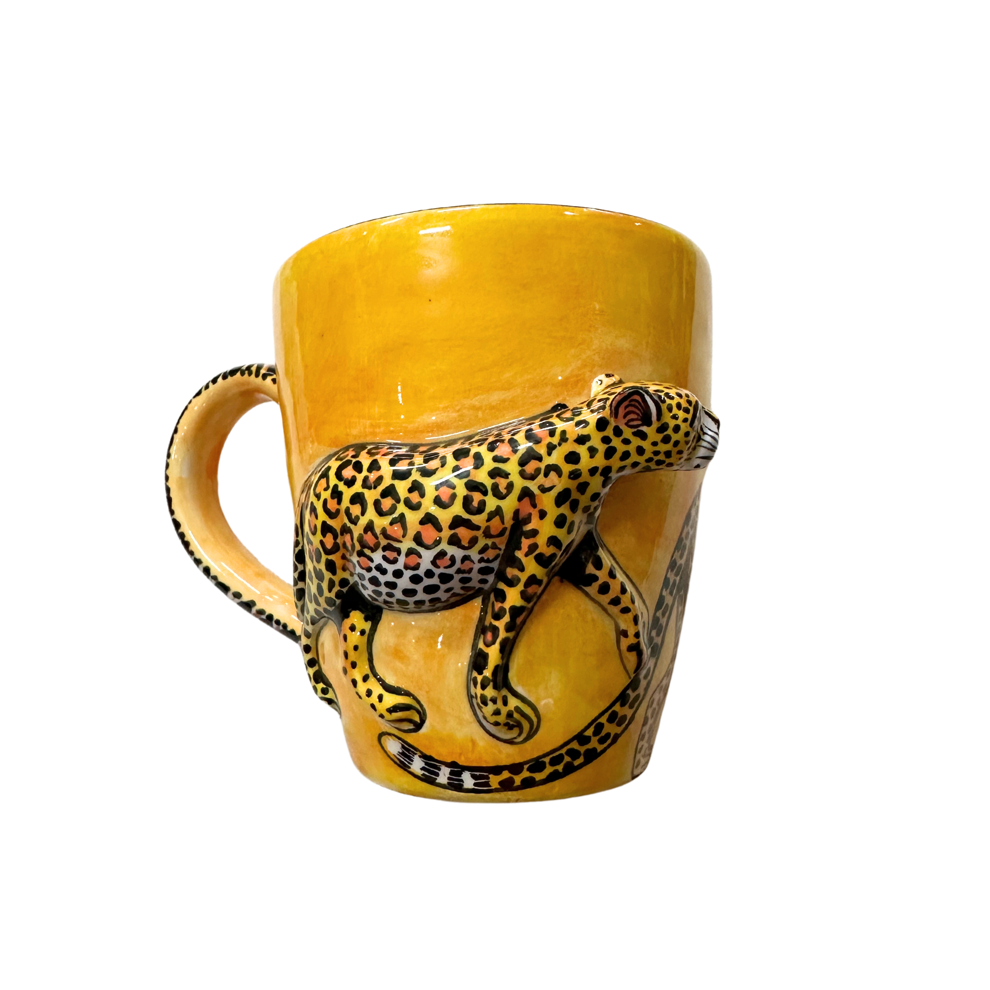 3D Hand Painted Ceramic Leopard Mug