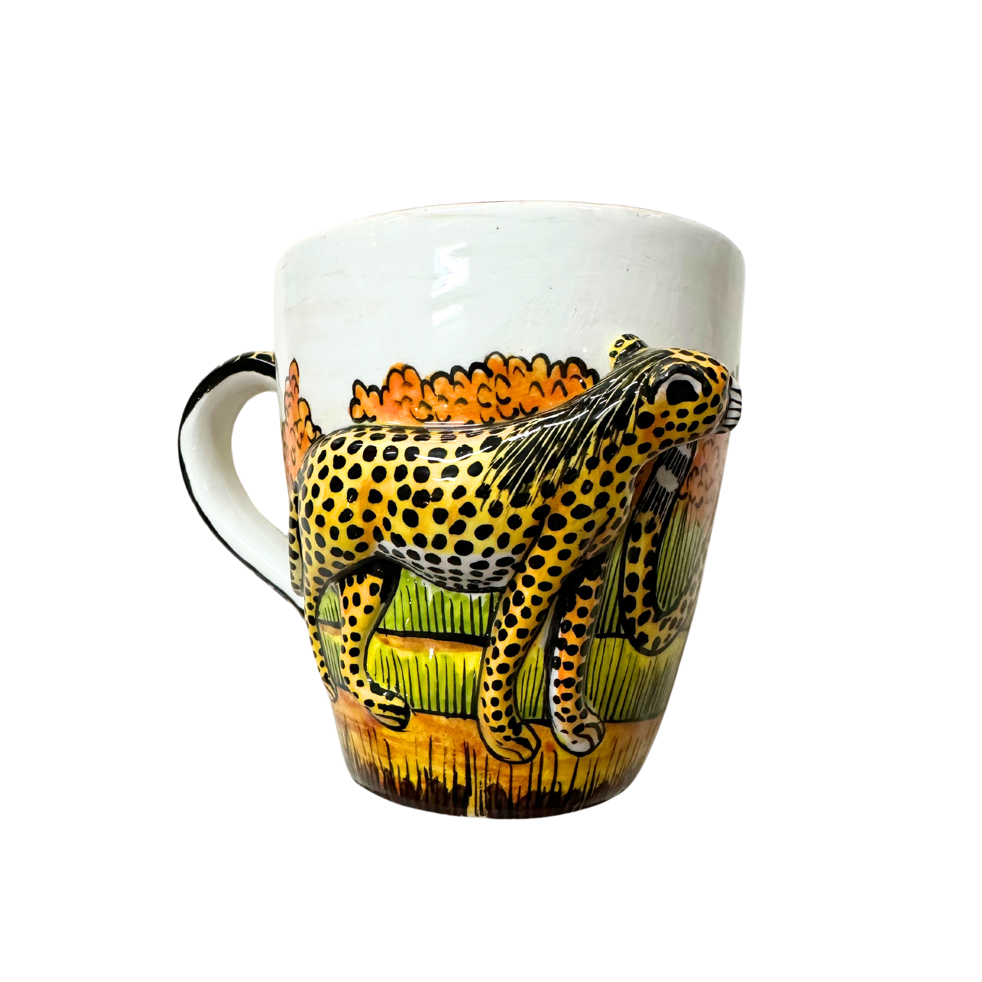 3D Hand Painted Ceramic Cheetah Mug