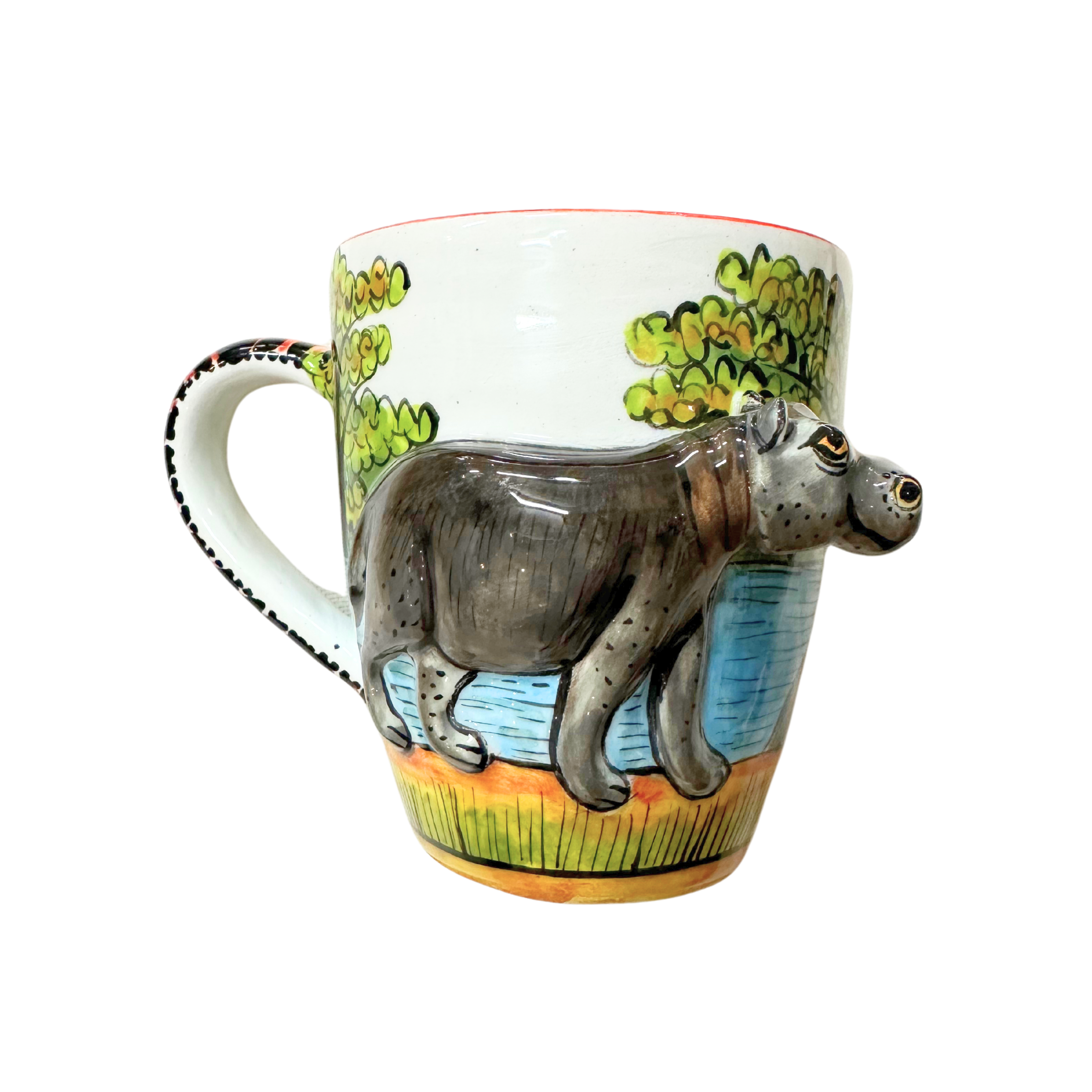 3D Hand Painted Ceramic Hippo Mug