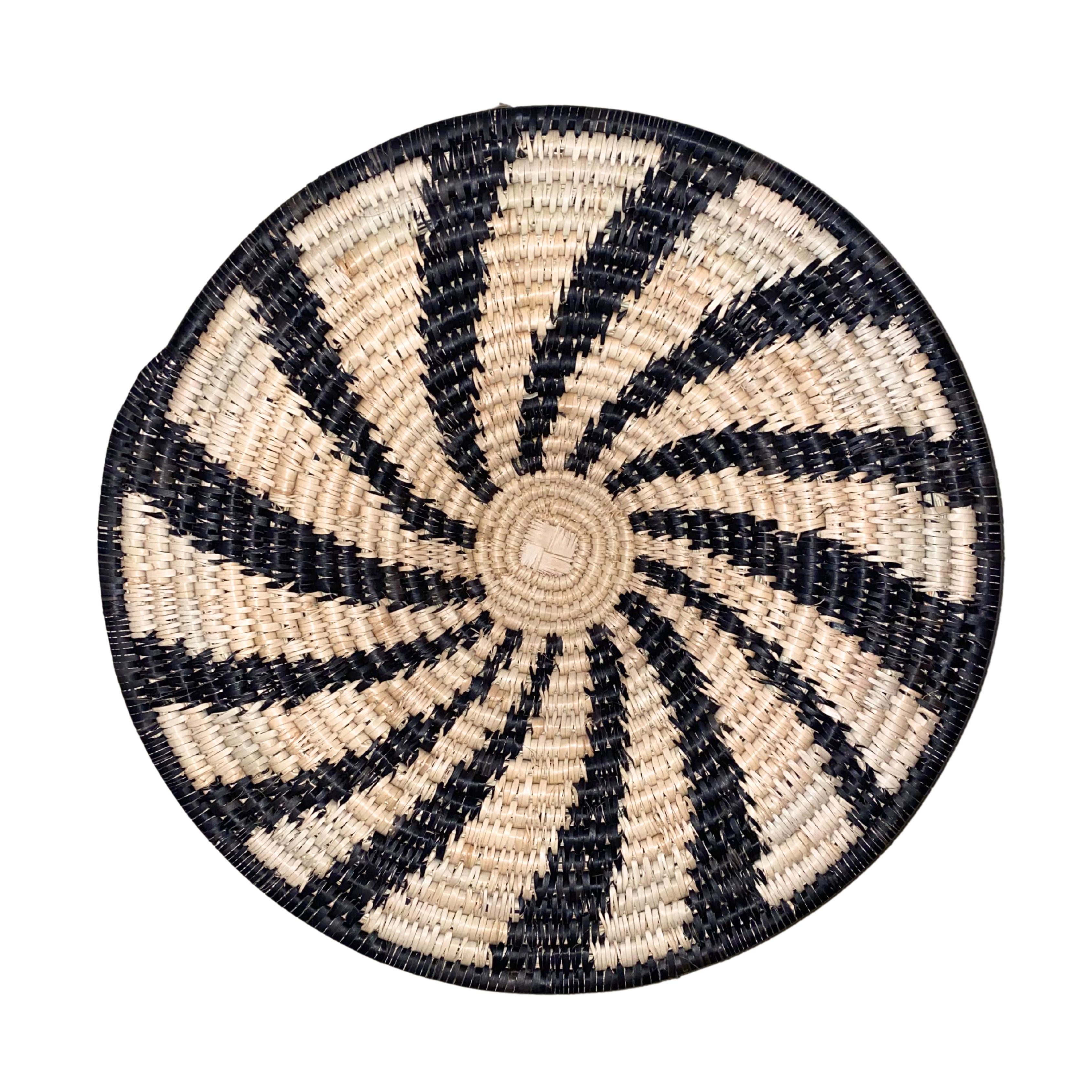 Hand Weaved Wall Ornament (Black & White Spiral)