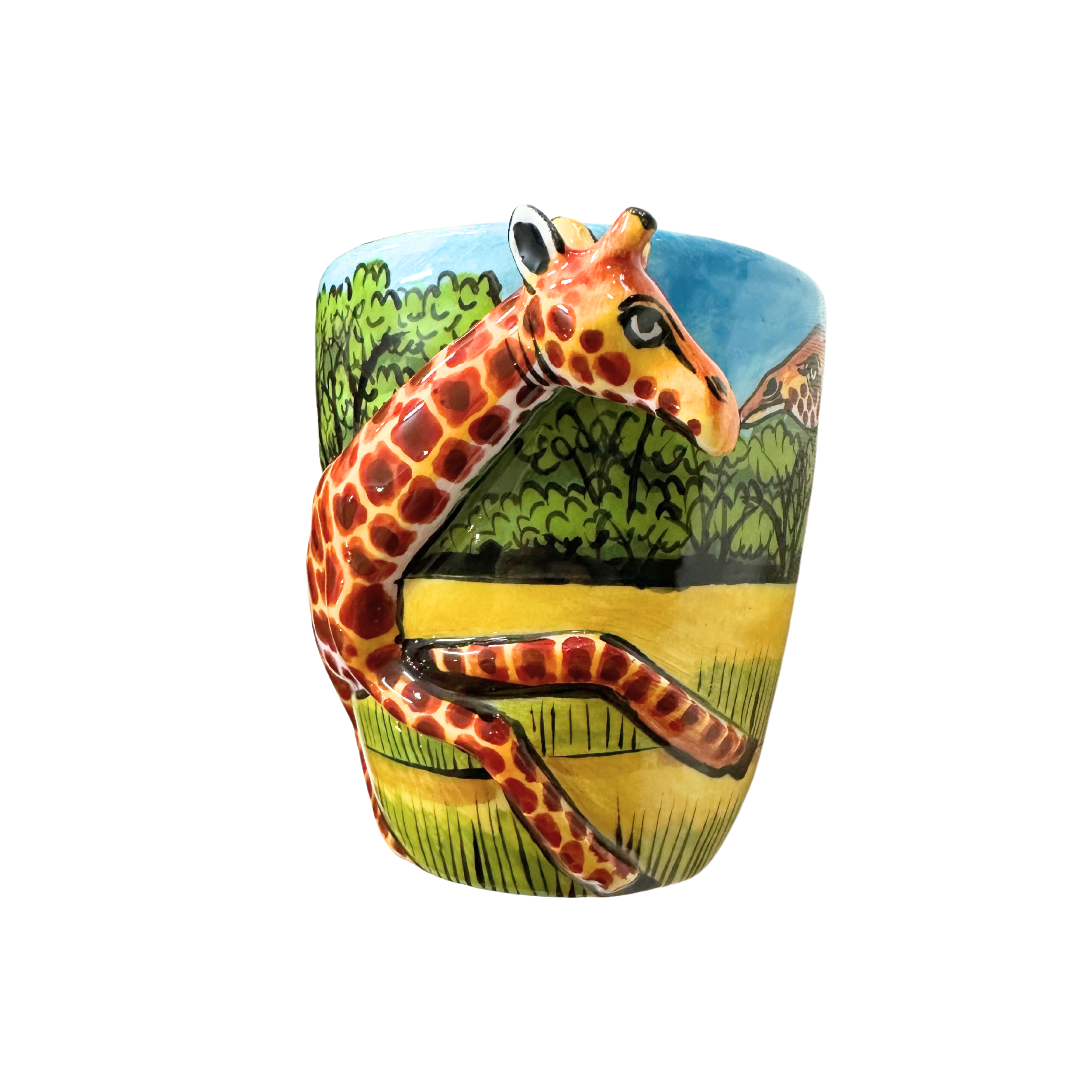 3D Hand Painted Ceramic Giraffe Mug