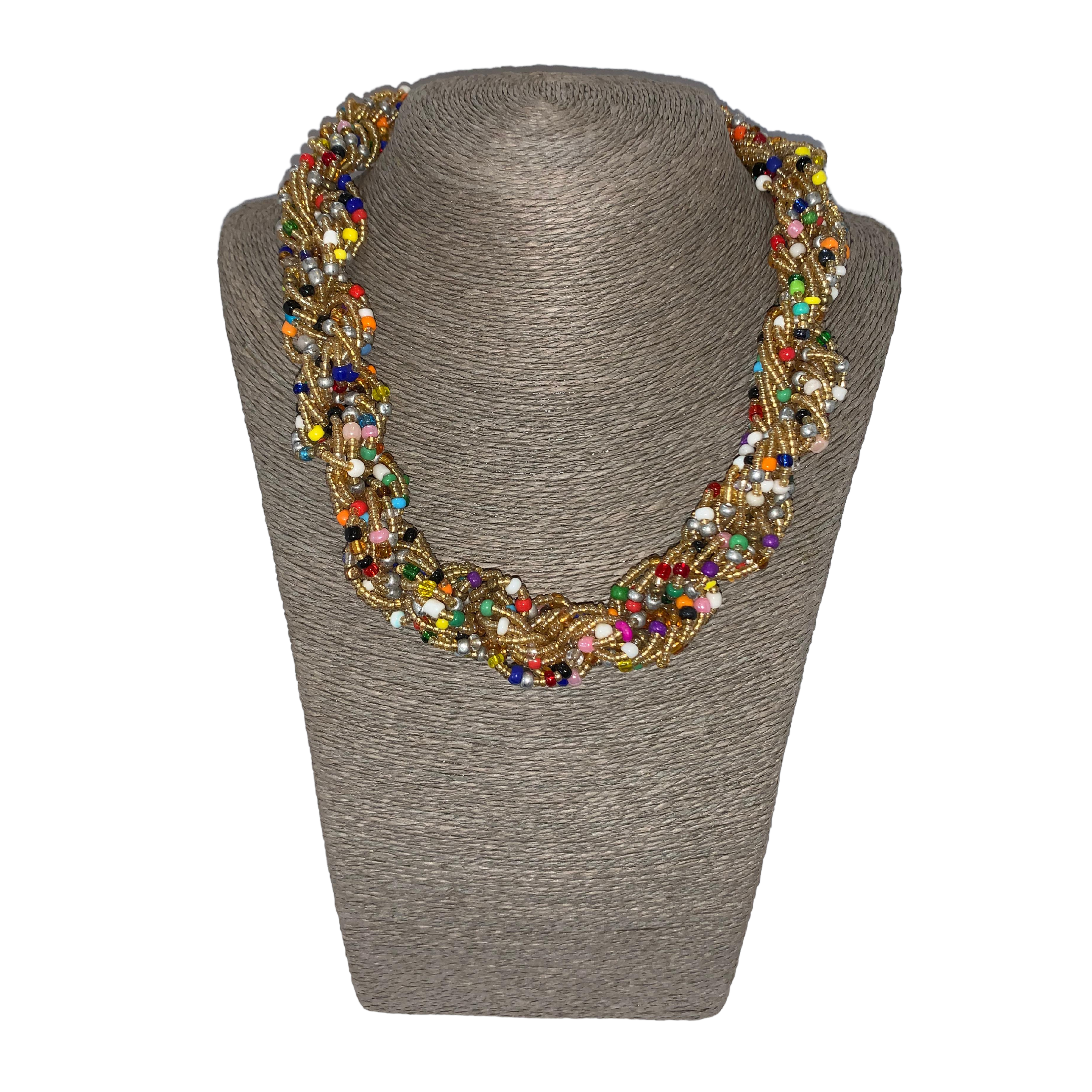 Twisted Zulu Hand Beaded Necklace