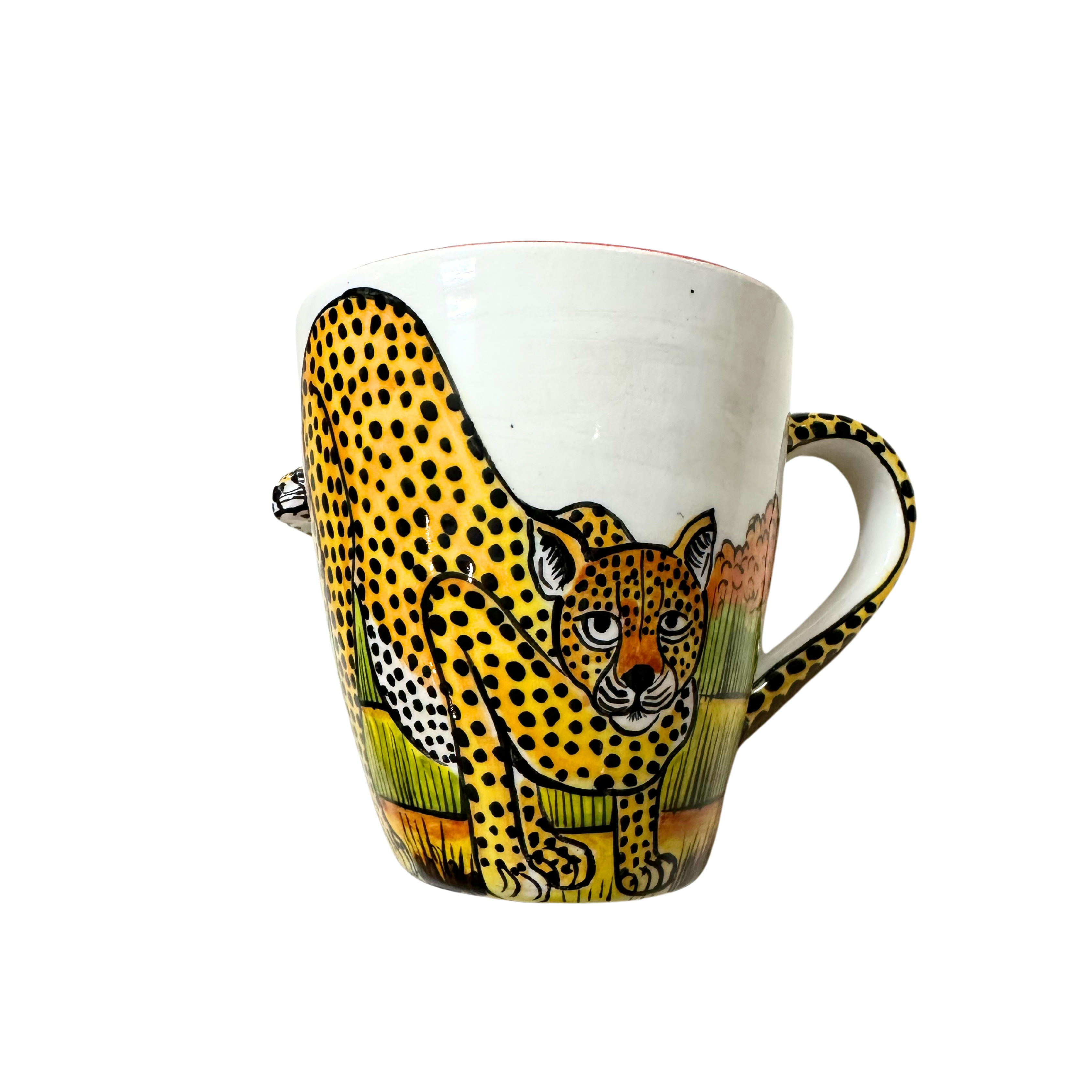 3D Hand Painted Ceramic Cheetah Mug