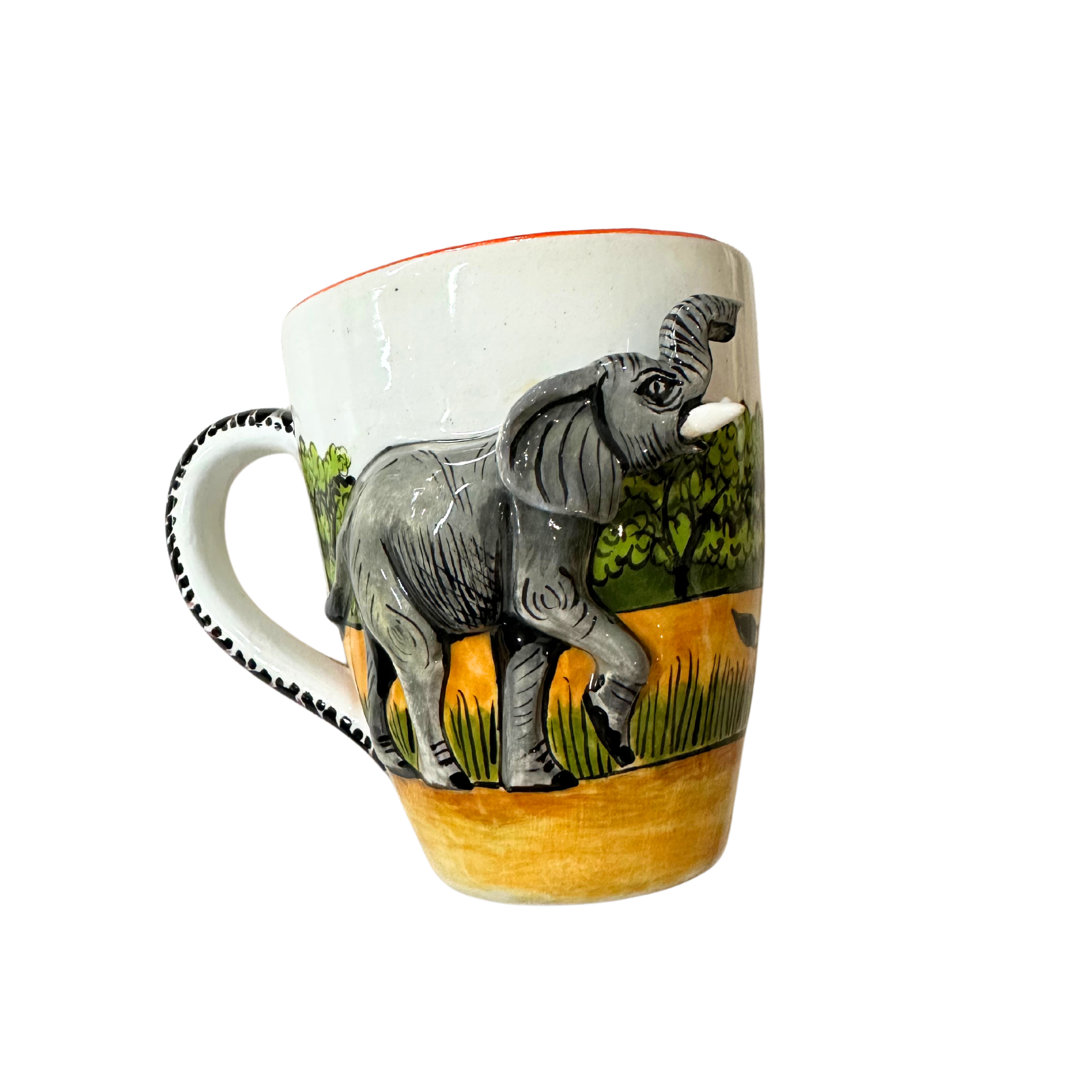 3D Hand Painted Ceramic Elephant Mug