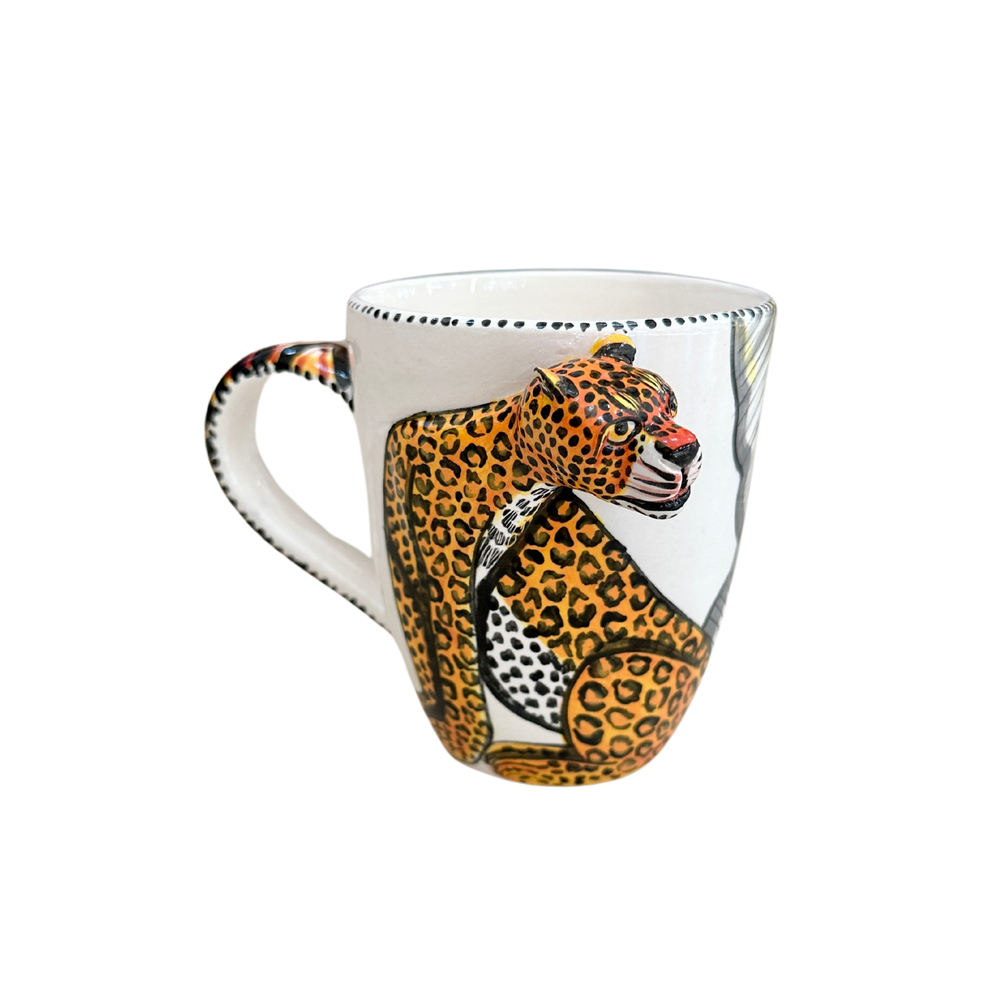 3D Hand Painted Ceramic Leopard Mug