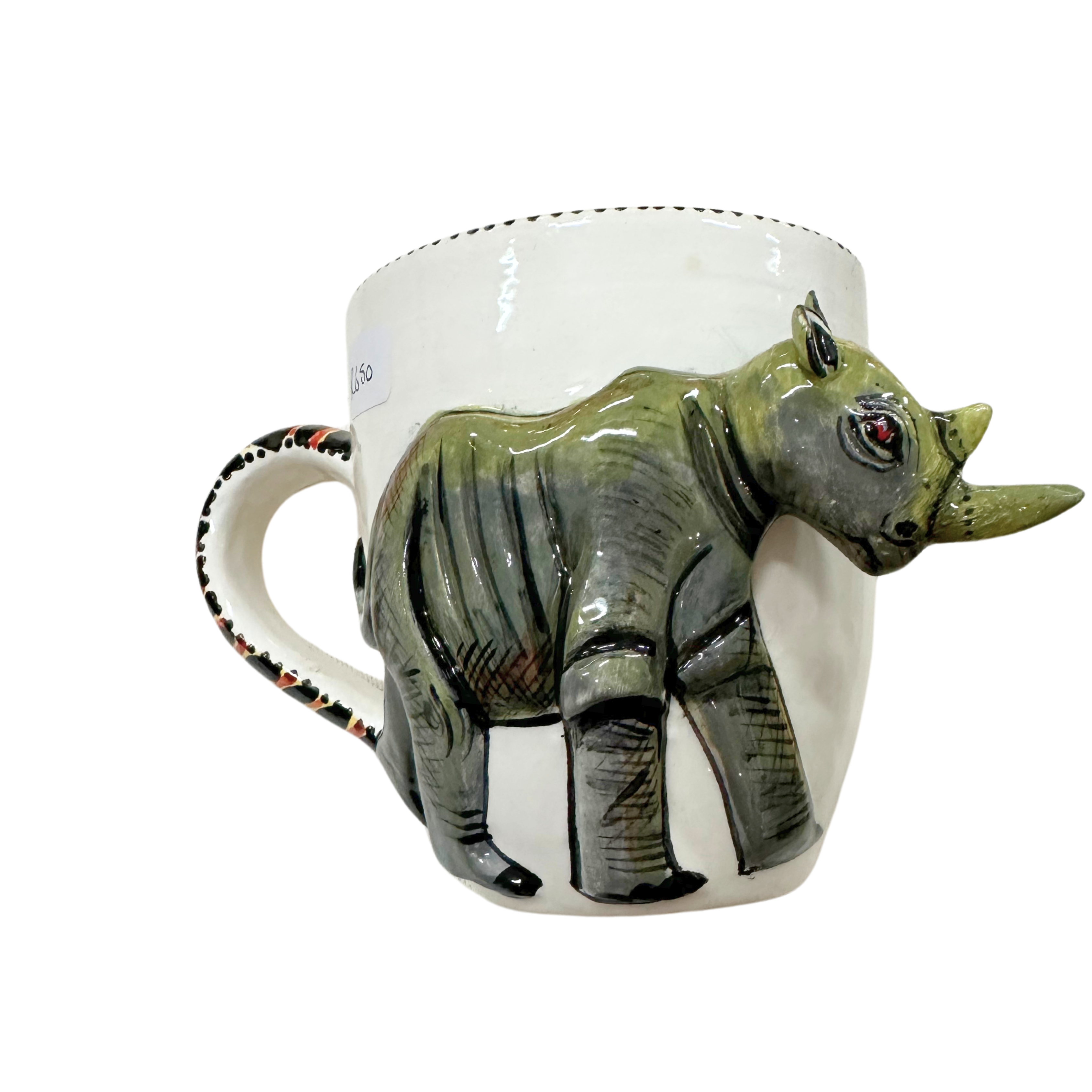 3D Hand Painted Ceramic Rhino Mug