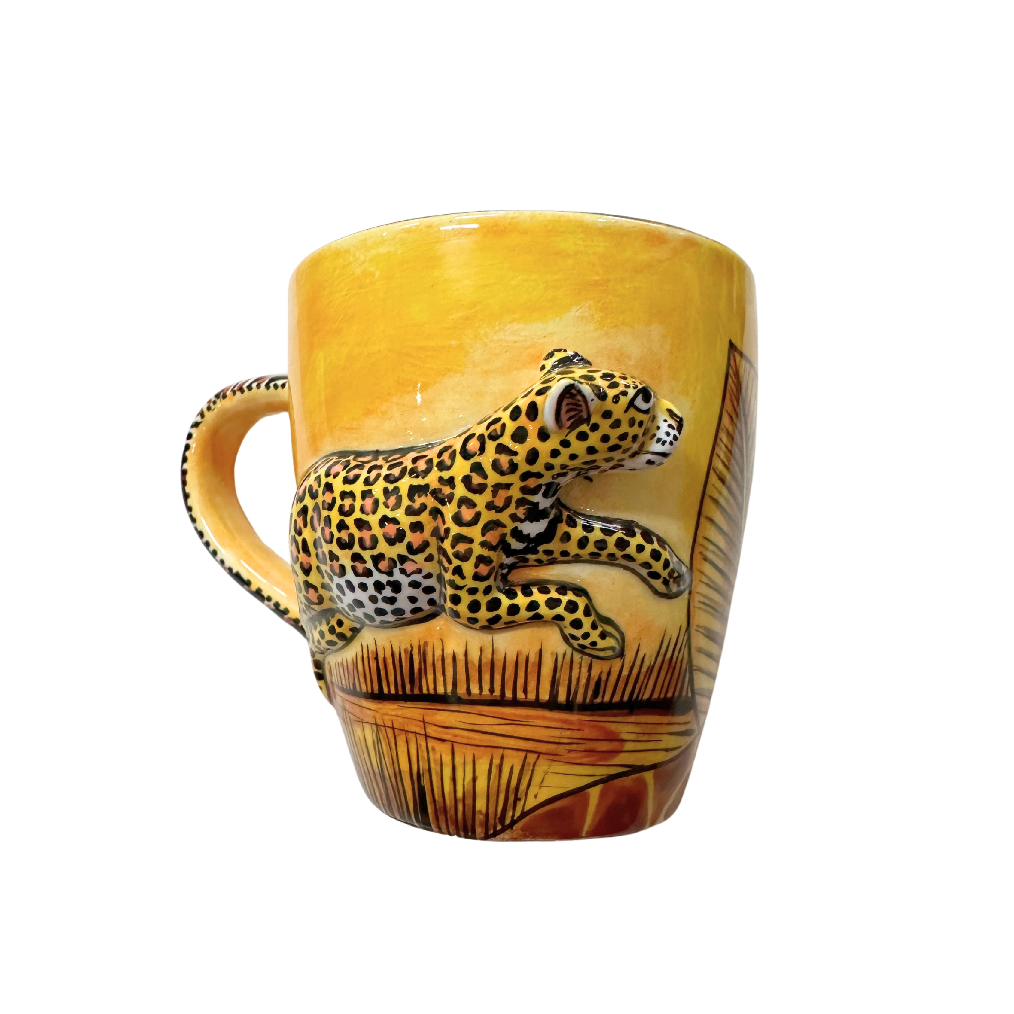 3D Hand Painted Ceramic Leopard Mug