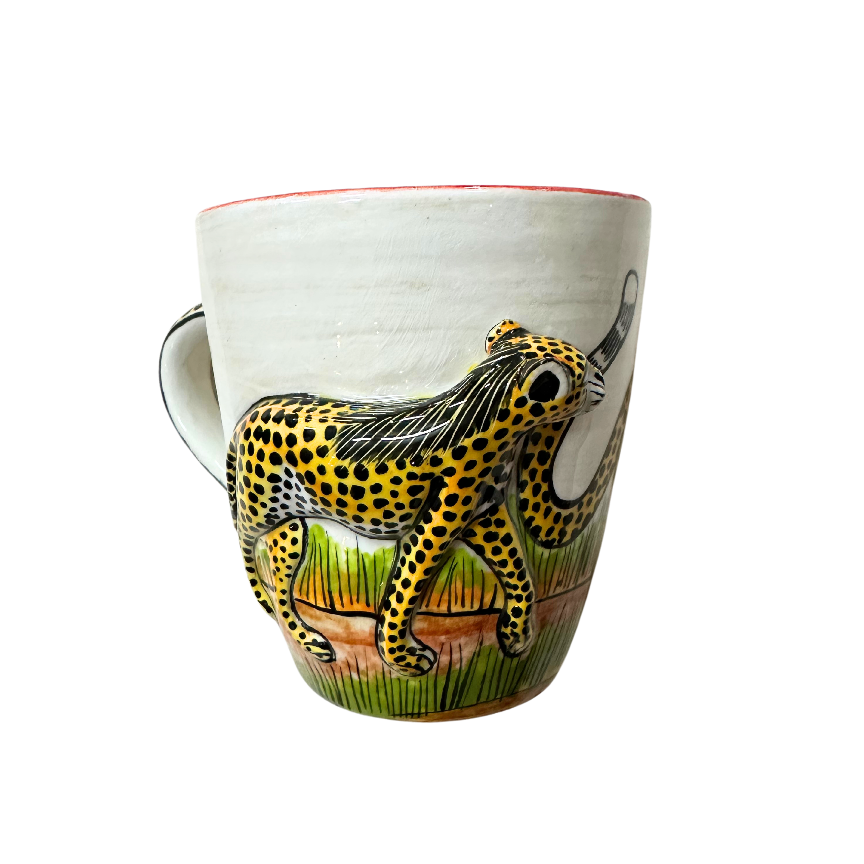 3D Hand Painted Ceramic Cheetah Mug