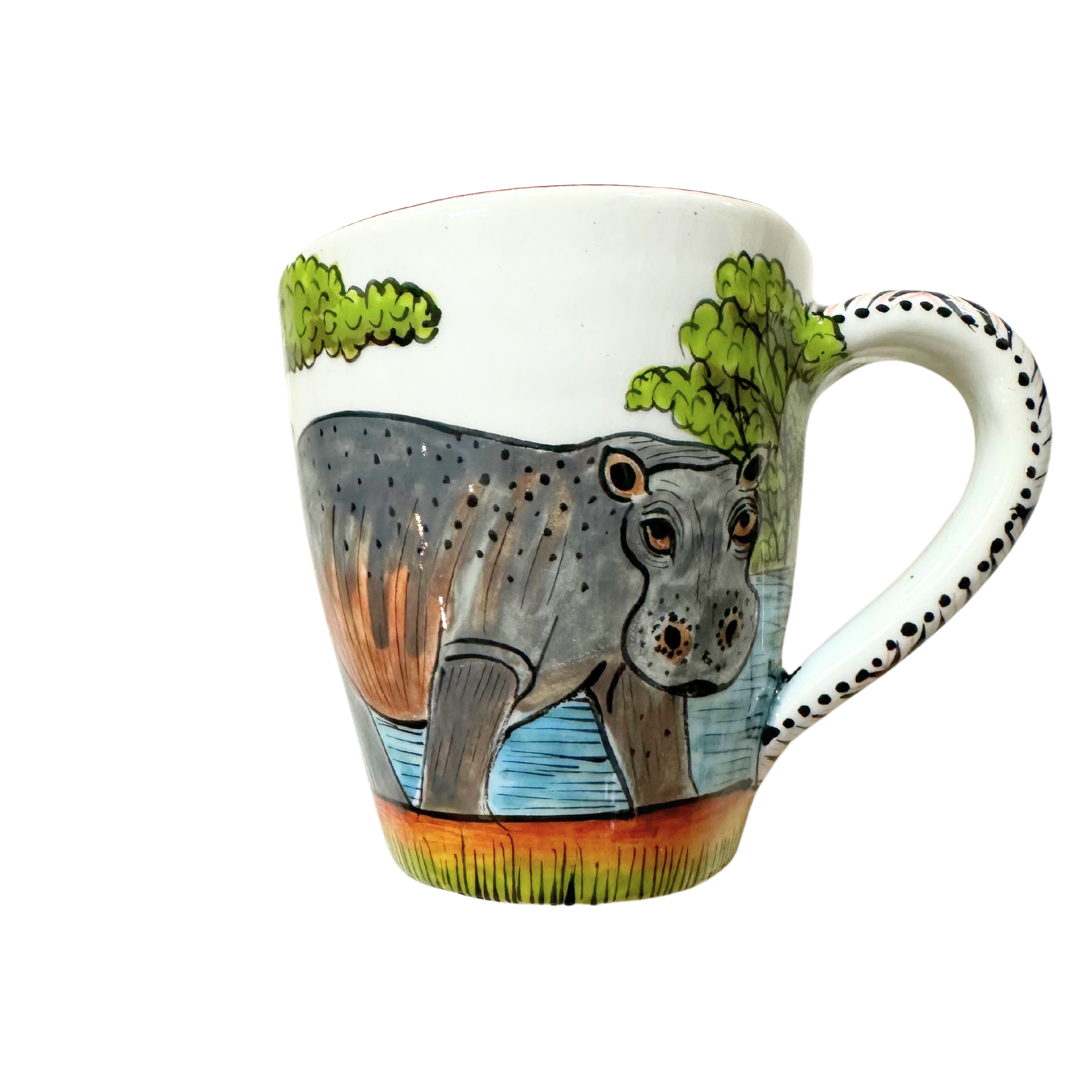 3D Hand Painted Ceramic Hippo Mug