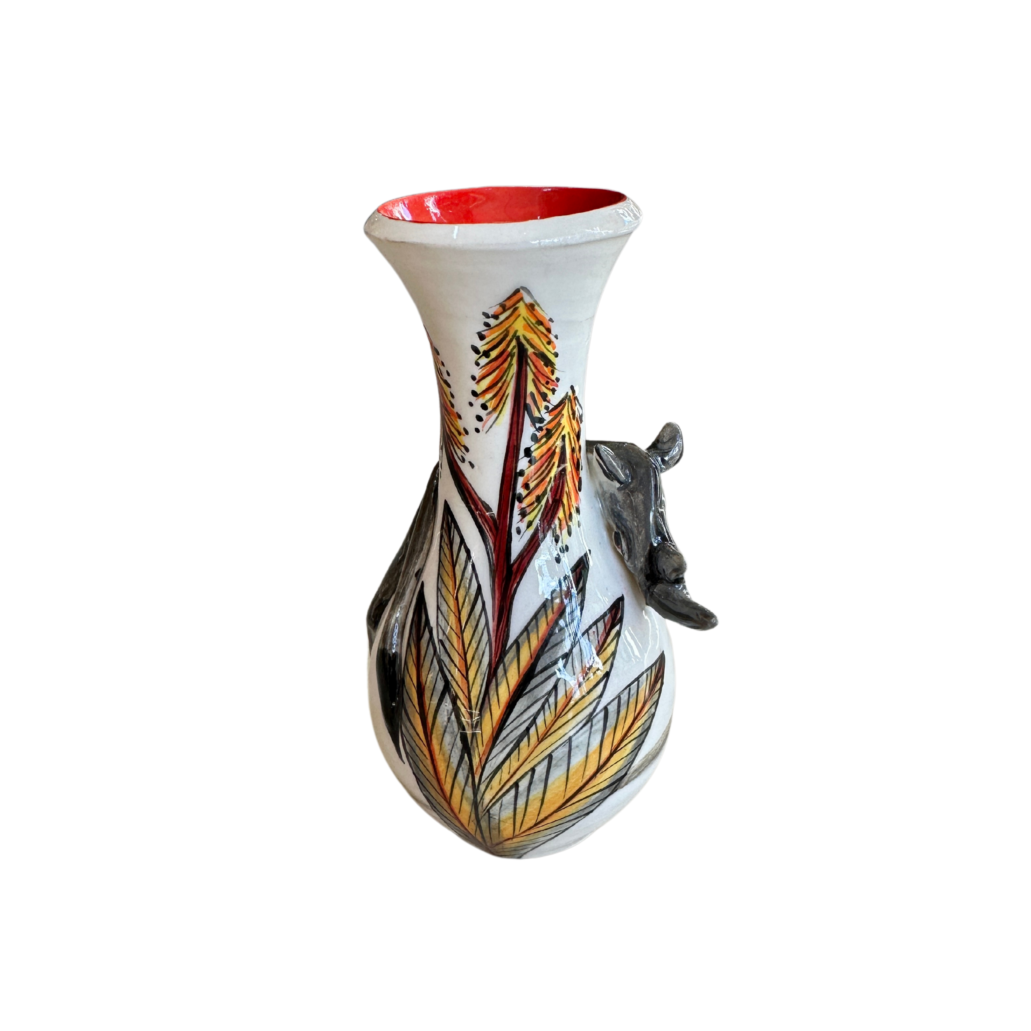 Medium 3D Ceramic Rhino Rose Vase