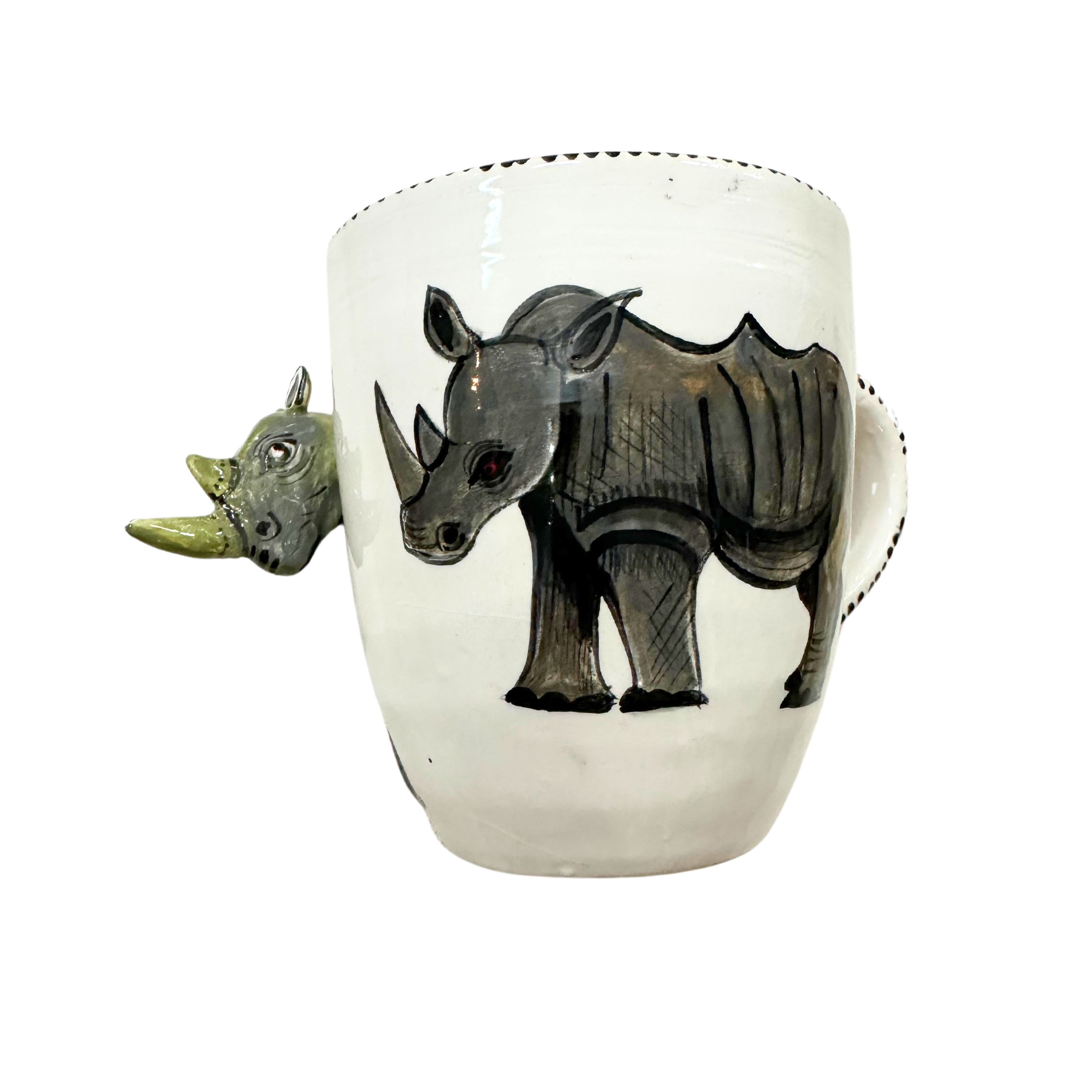 3D Hand Painted Ceramic Rhino Mug