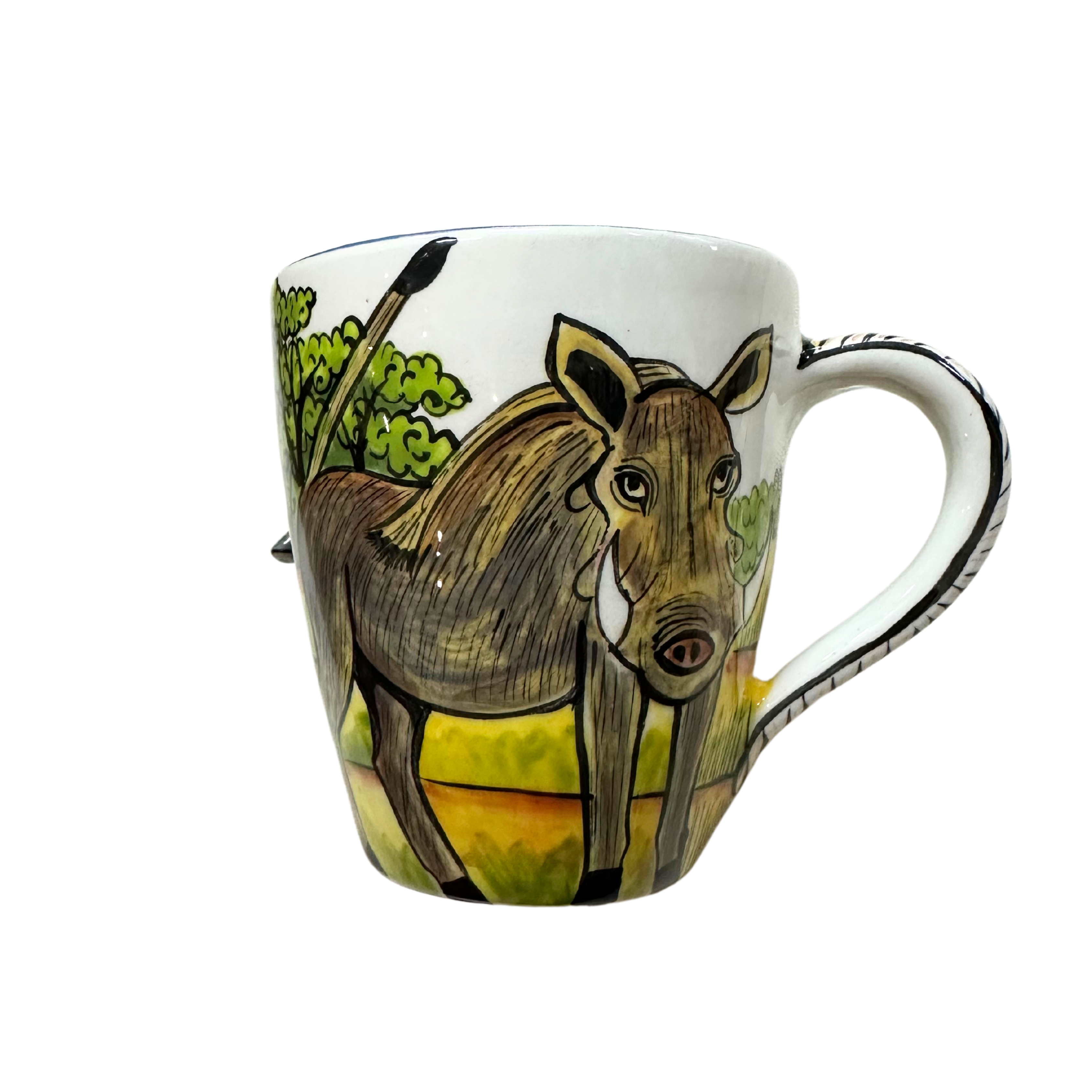 3D Hand Painted Ceramic Warthog Mug