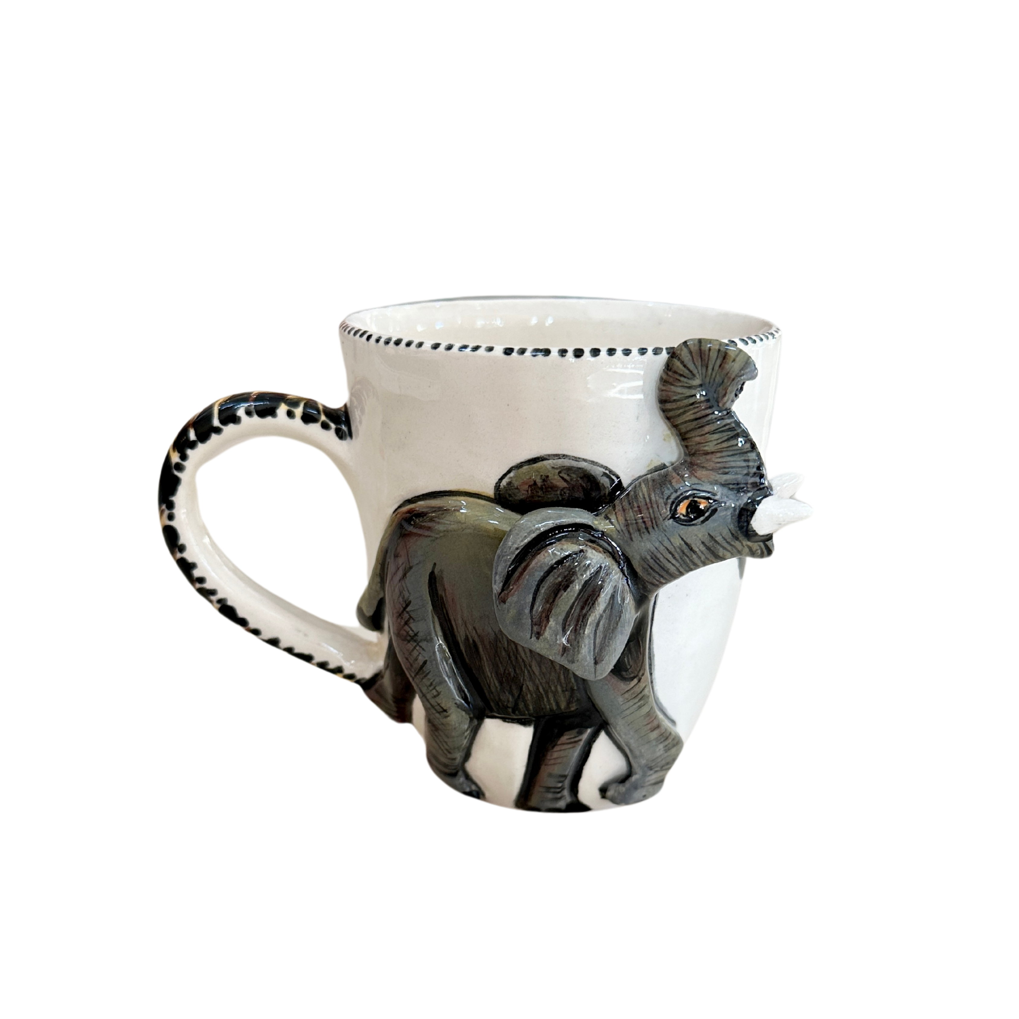 3D Hand Painted Ceramic Elephant Mug