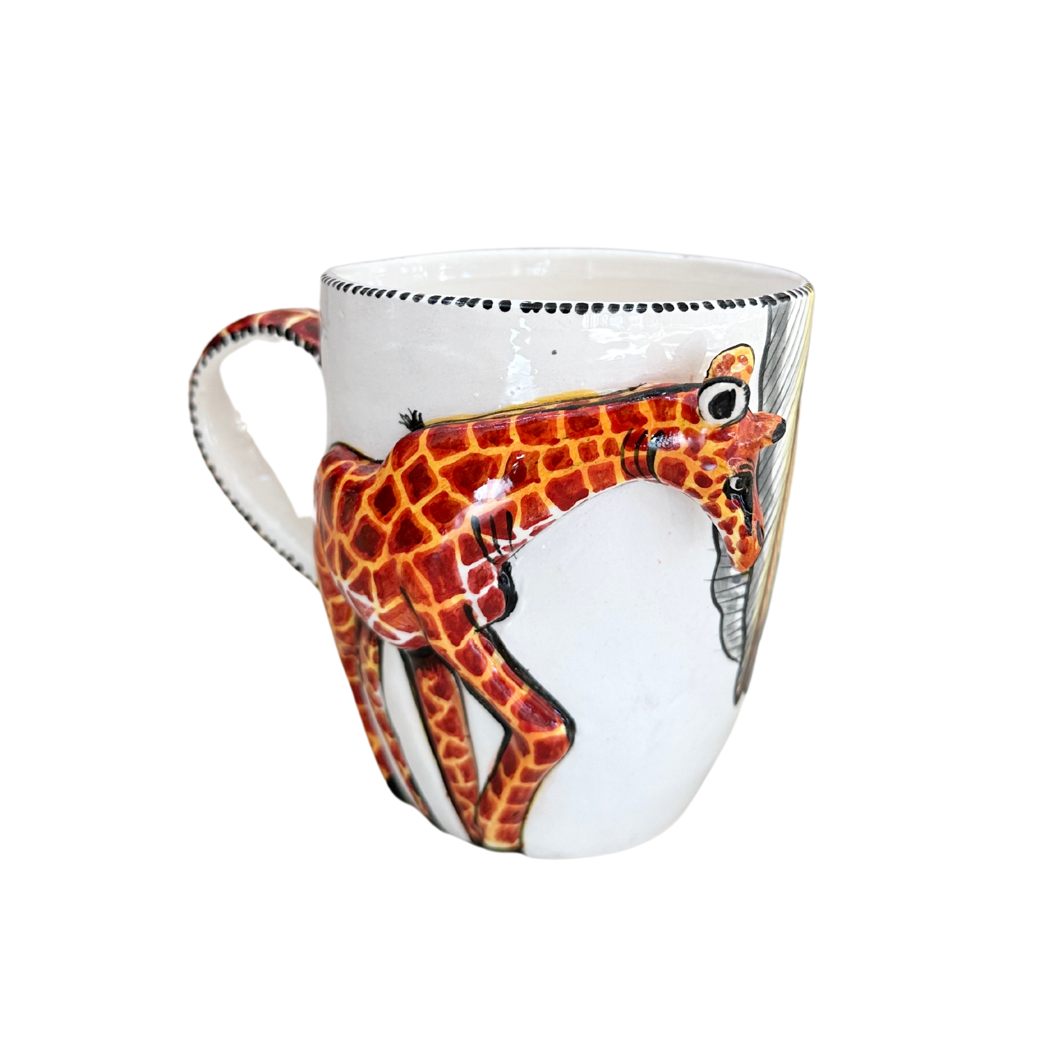 3D Hand Painted Ceramic Giraffe Mug