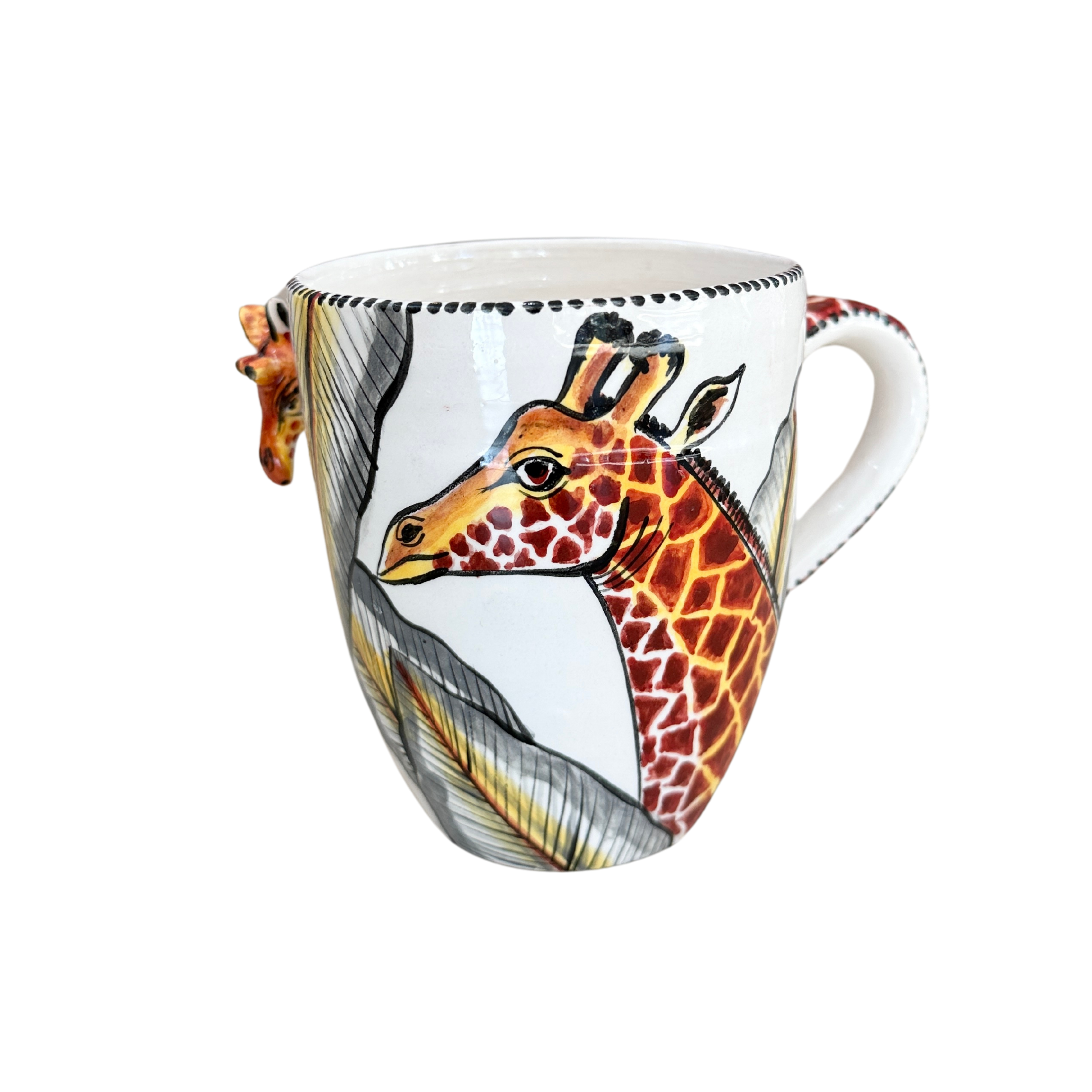 3D Hand Painted Ceramic Giraffe Mug
