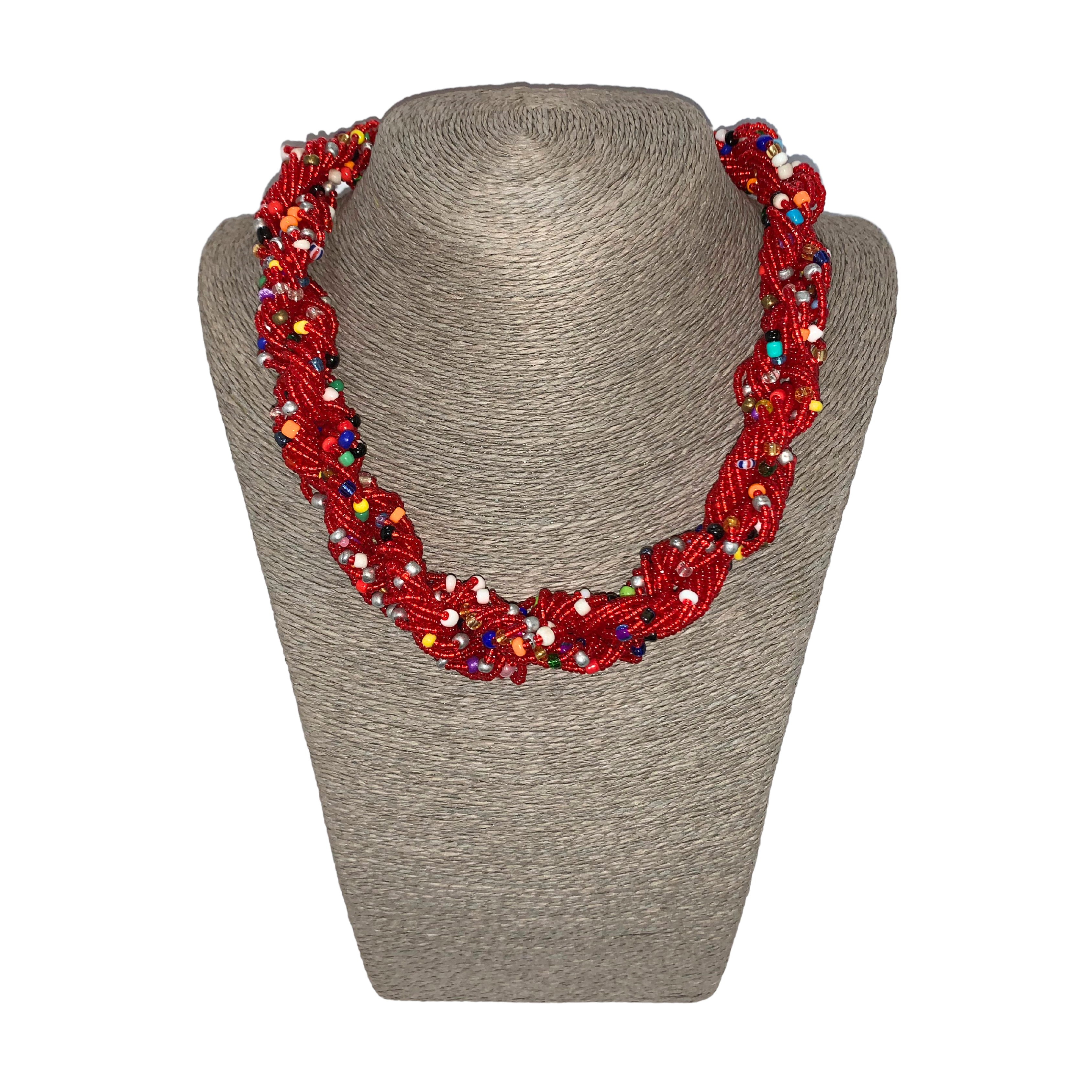 Twisted Zulu Hand Beaded Necklace