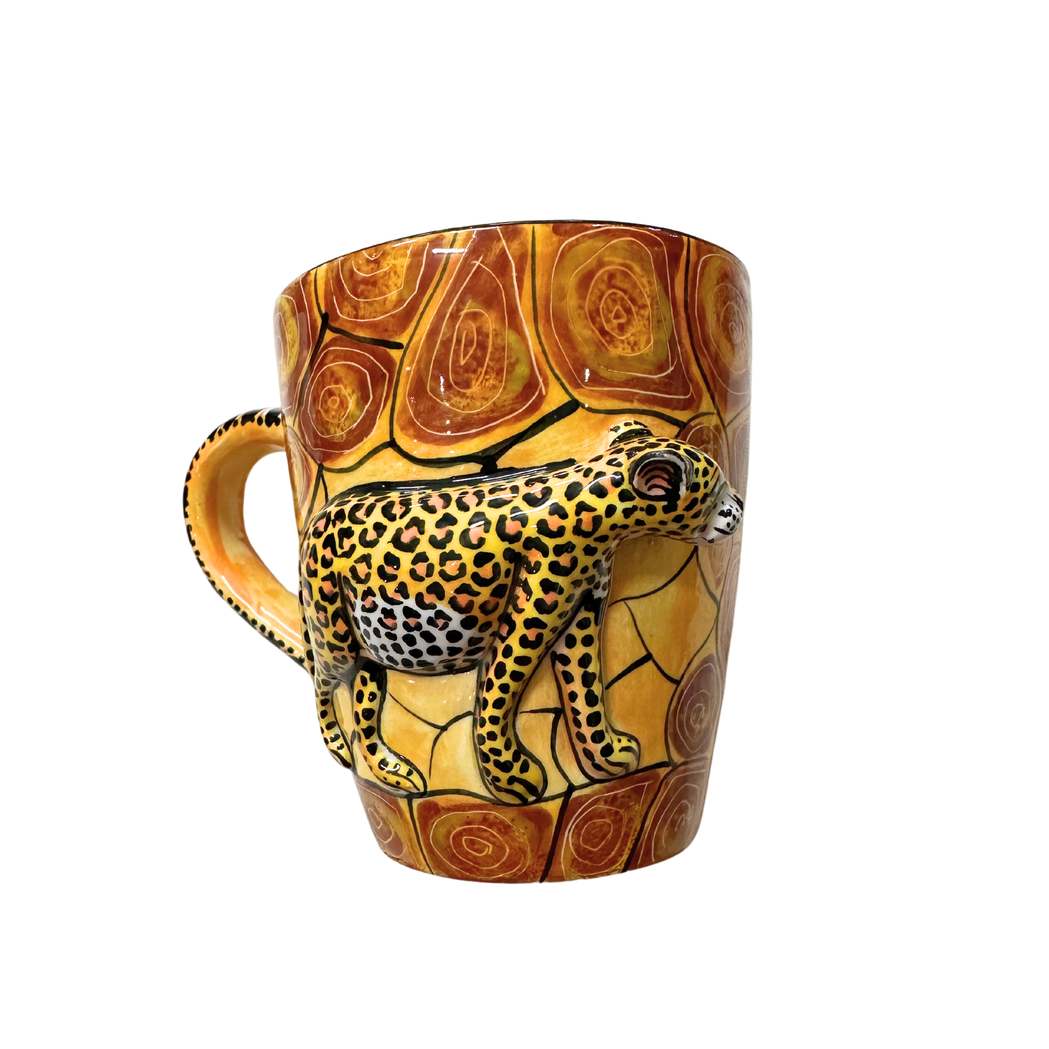 3D Hand Painted Ceramic Leopard Mug