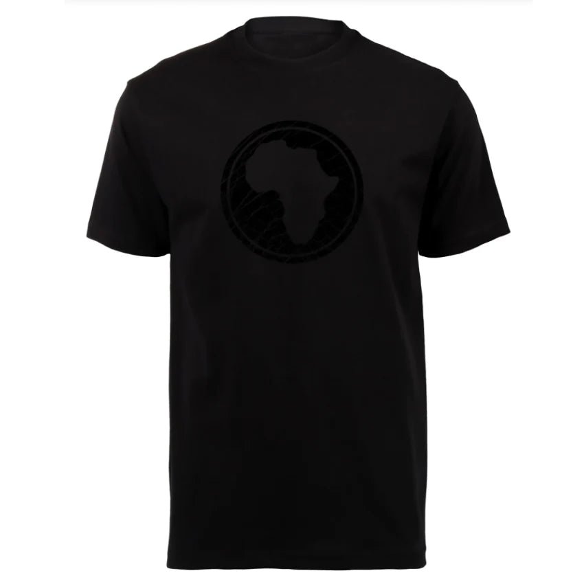 Africa On Elephant Skin T-Shirt - Black On Black