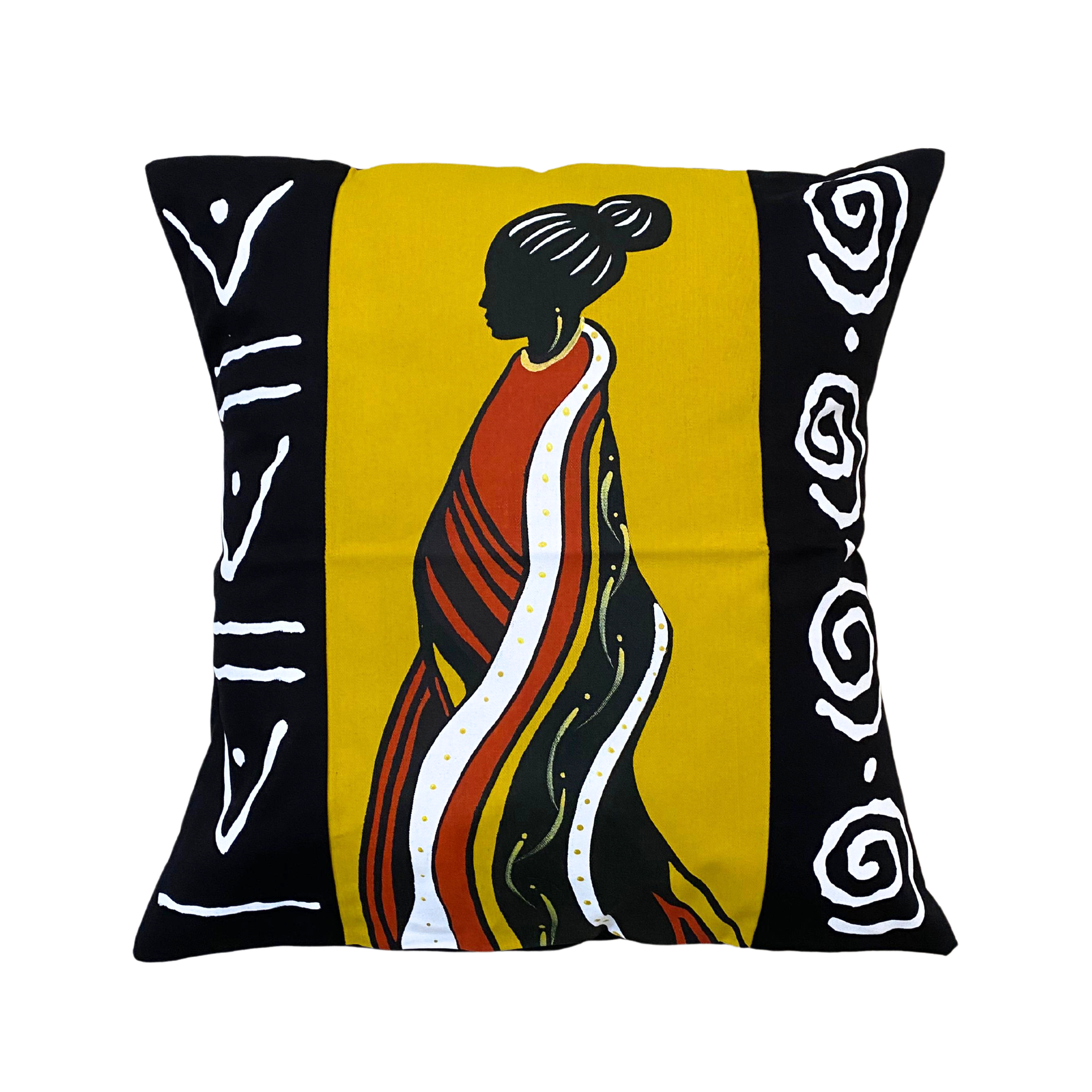 African Inspired Hand Printed Cushion Covers (Mustard)