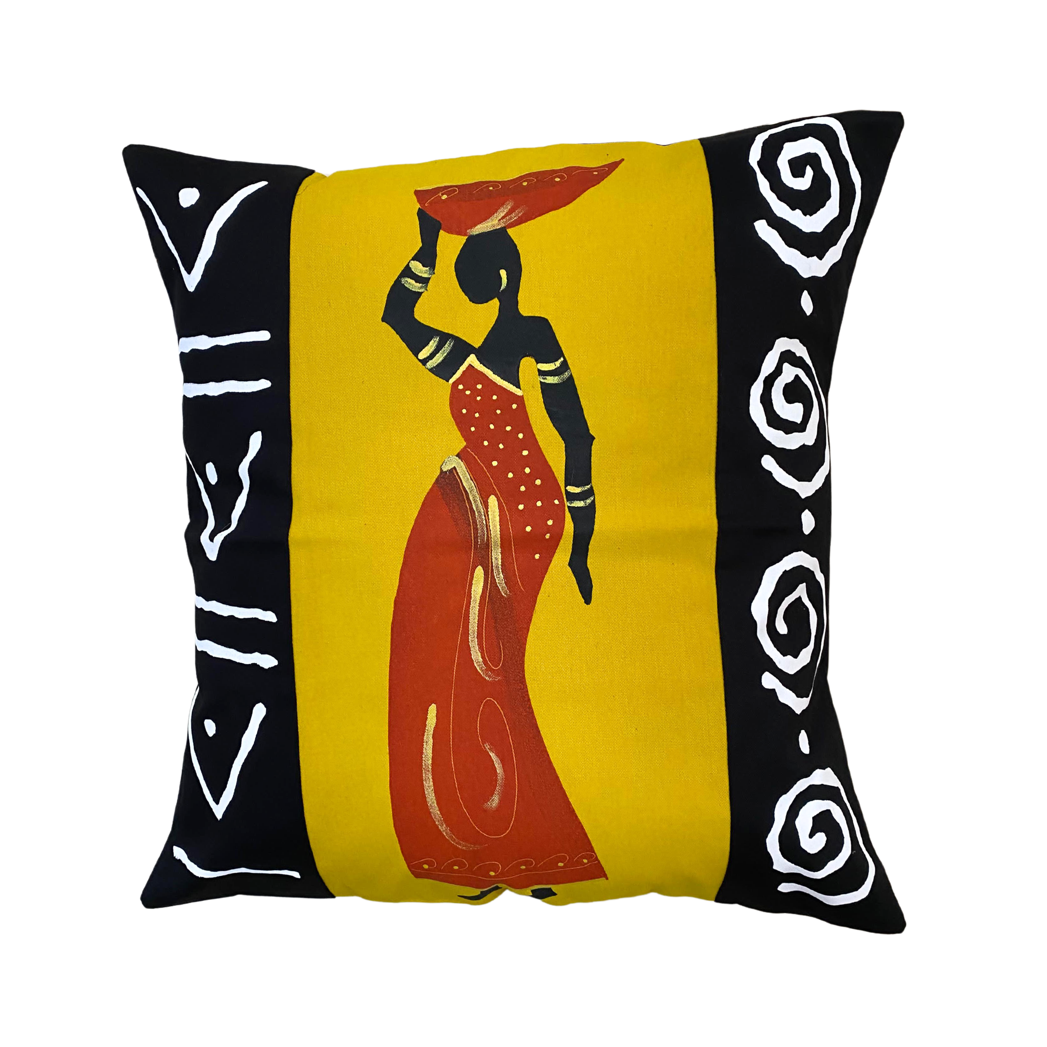 African Inspired Hand Printed Cushion Covers (Mustard)