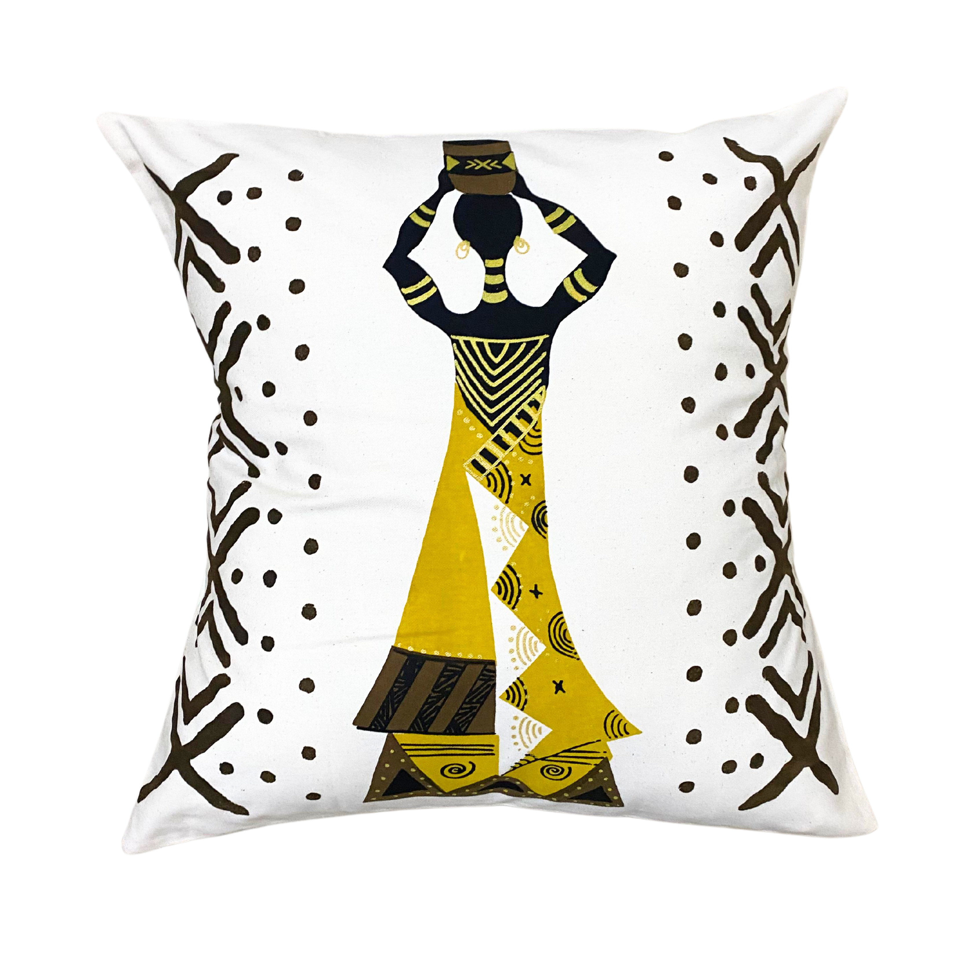 African Inspired Hand Printed Cushion Covers (Cream)