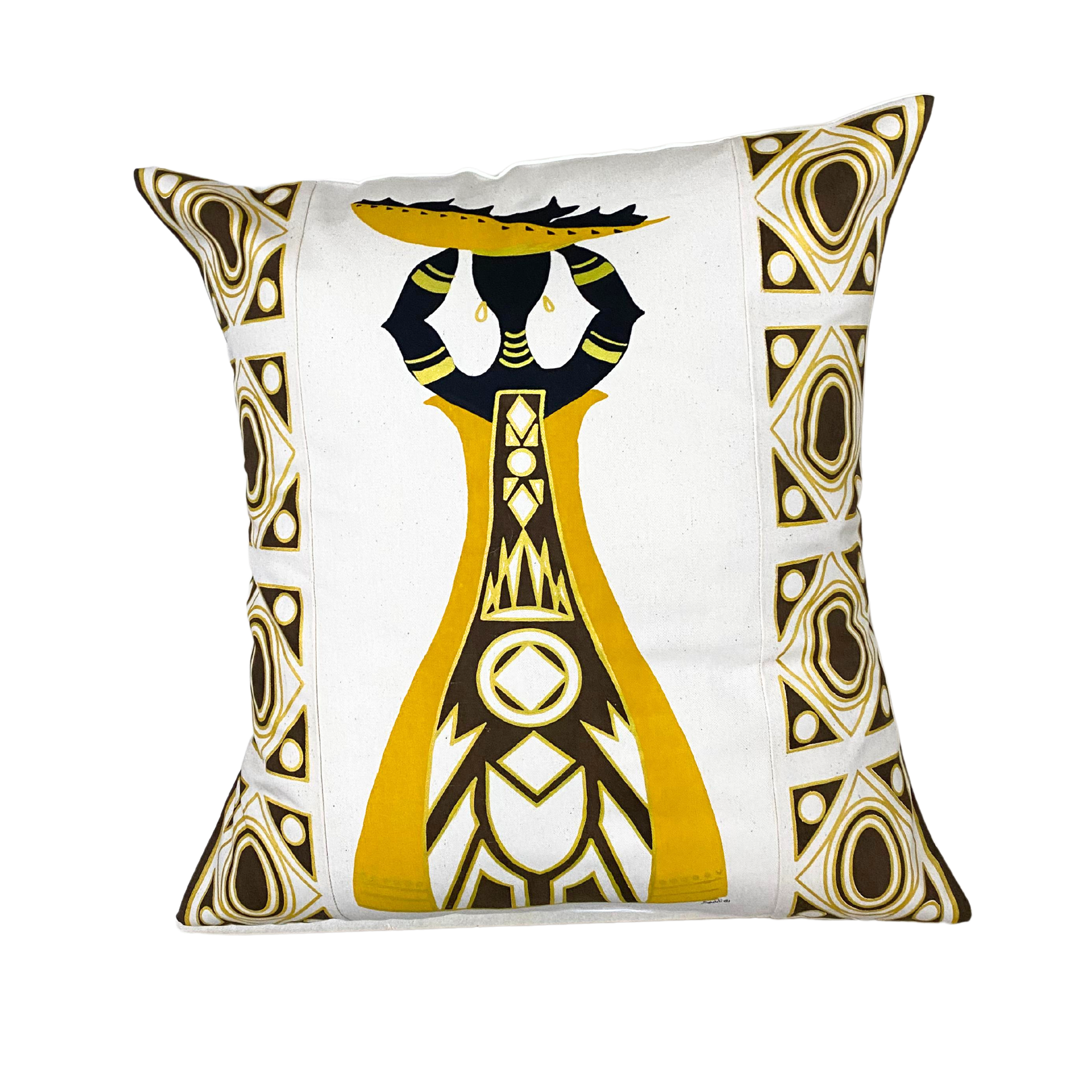 African Inspired Hand Printed Cushion Covers (Cream)