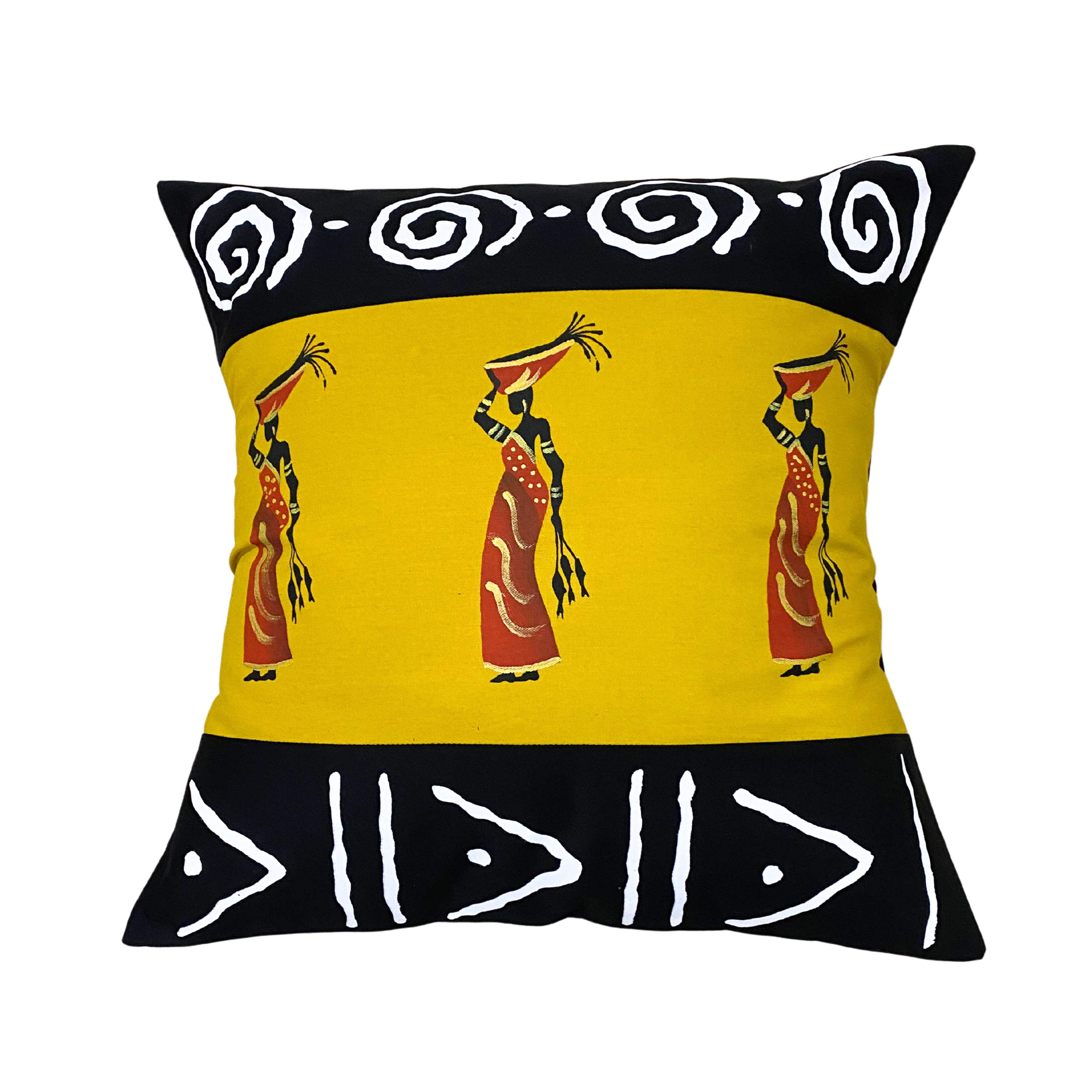 African Inspired Hand Printed Cushion Covers (Mustard)