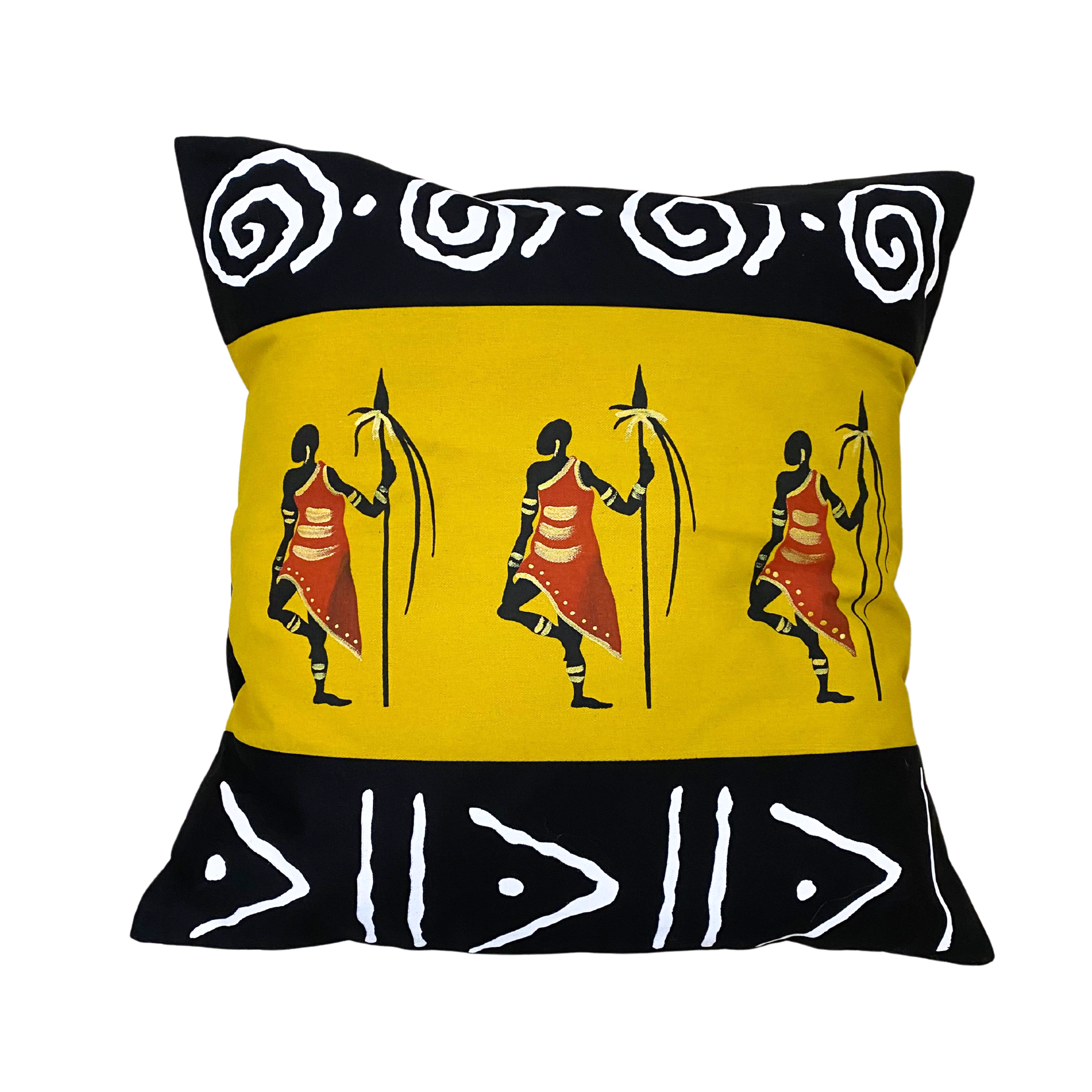 African Inspired Hand Printed Cushion Covers (Mustard)