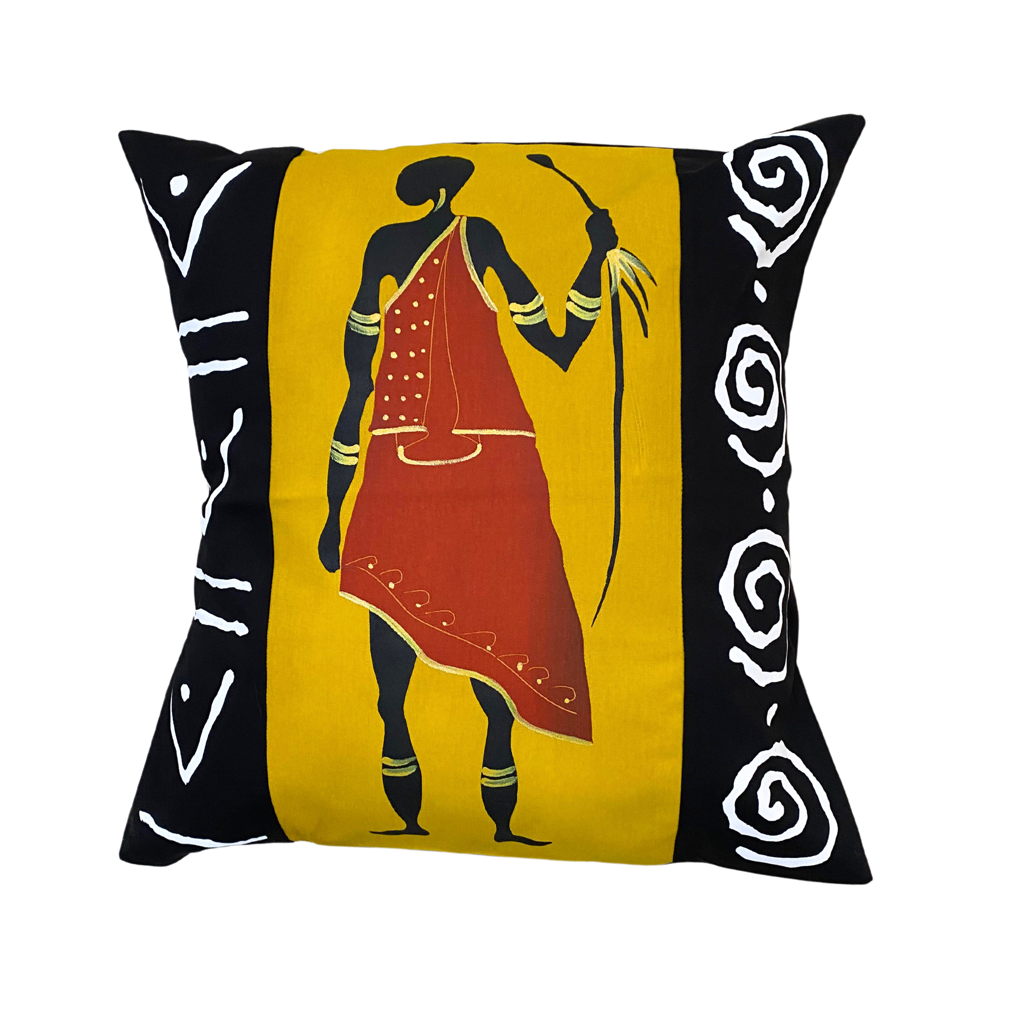 African Inspired Hand Printed Cushion Covers (Mustard)