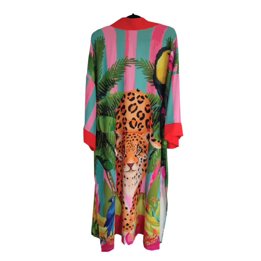 African Inspired Kimono - Striped Leopard