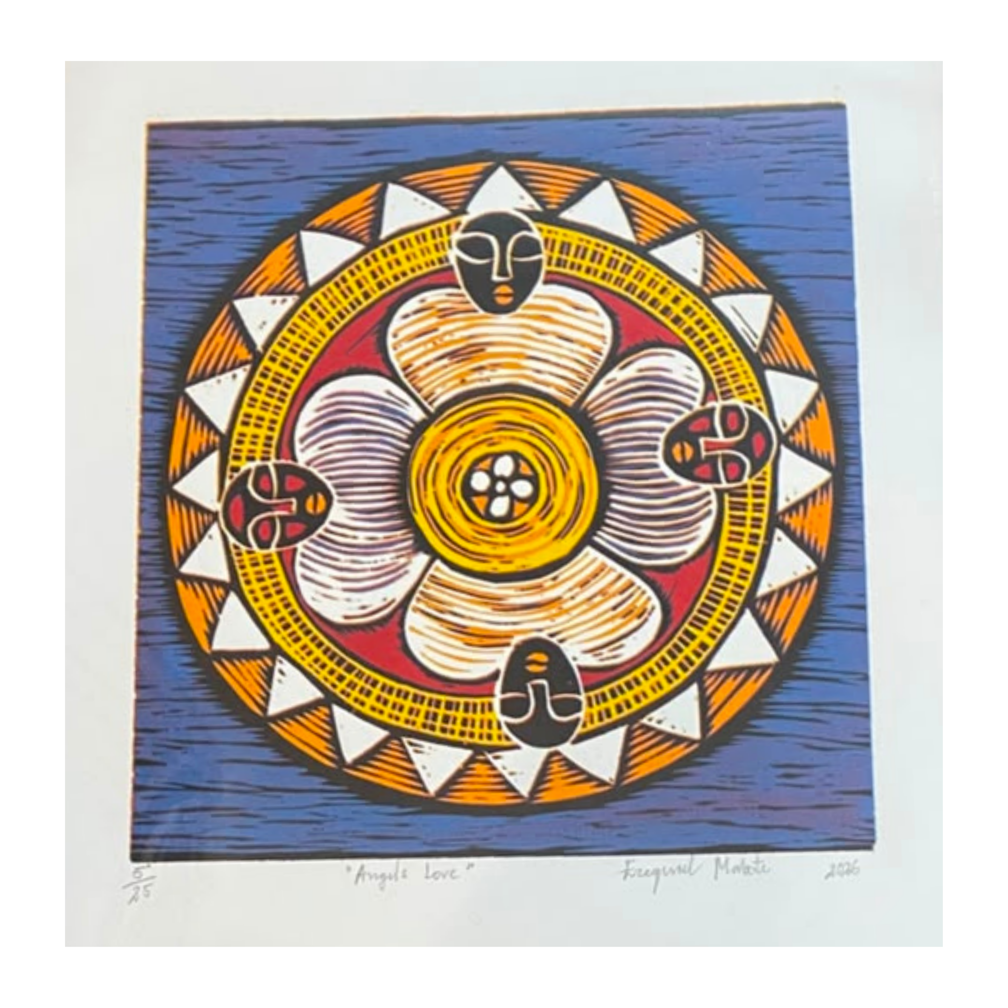 Mabote Art Woodprint Painting - Angels Love