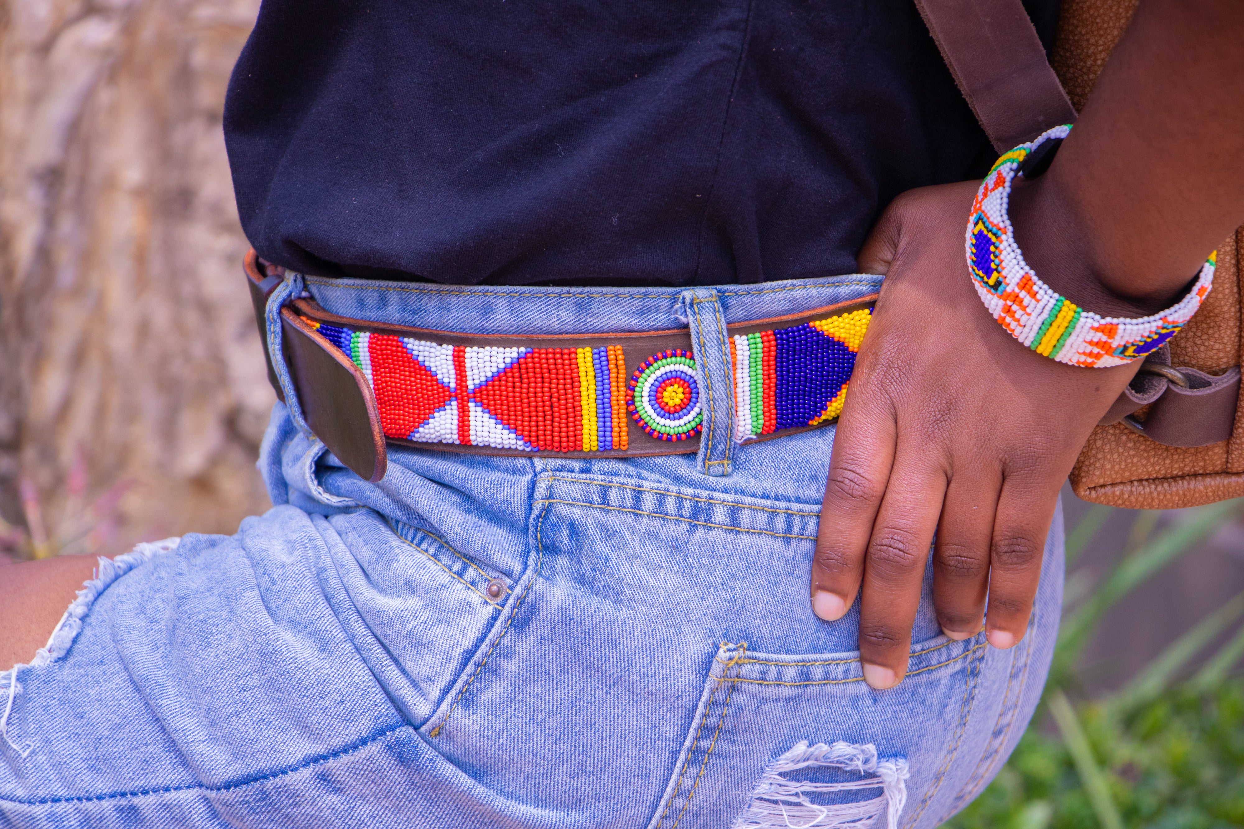 Sibongile - Colourful Beaded Leather Belt