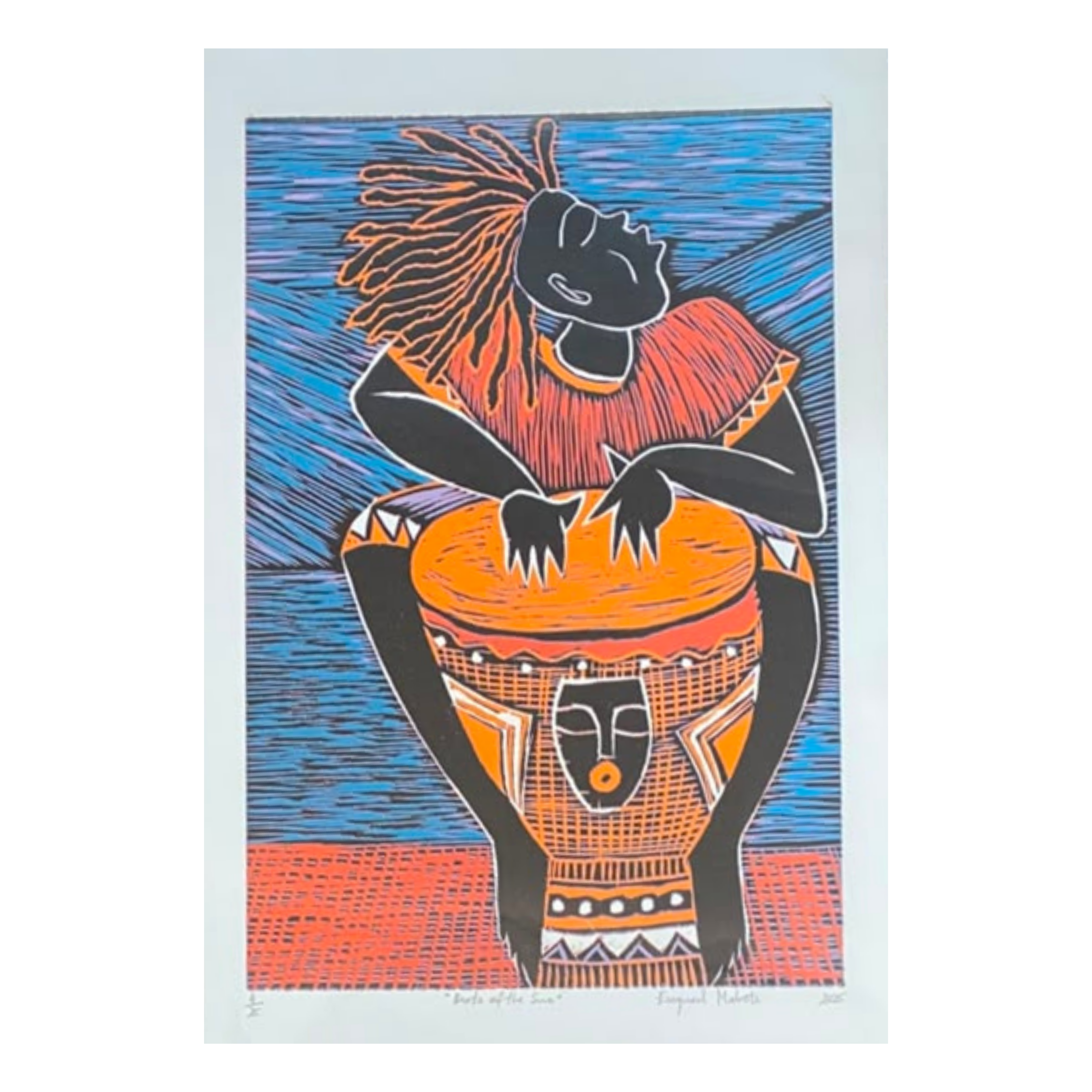 Mabote Art Woodprint Painting - Beats Of The Sun