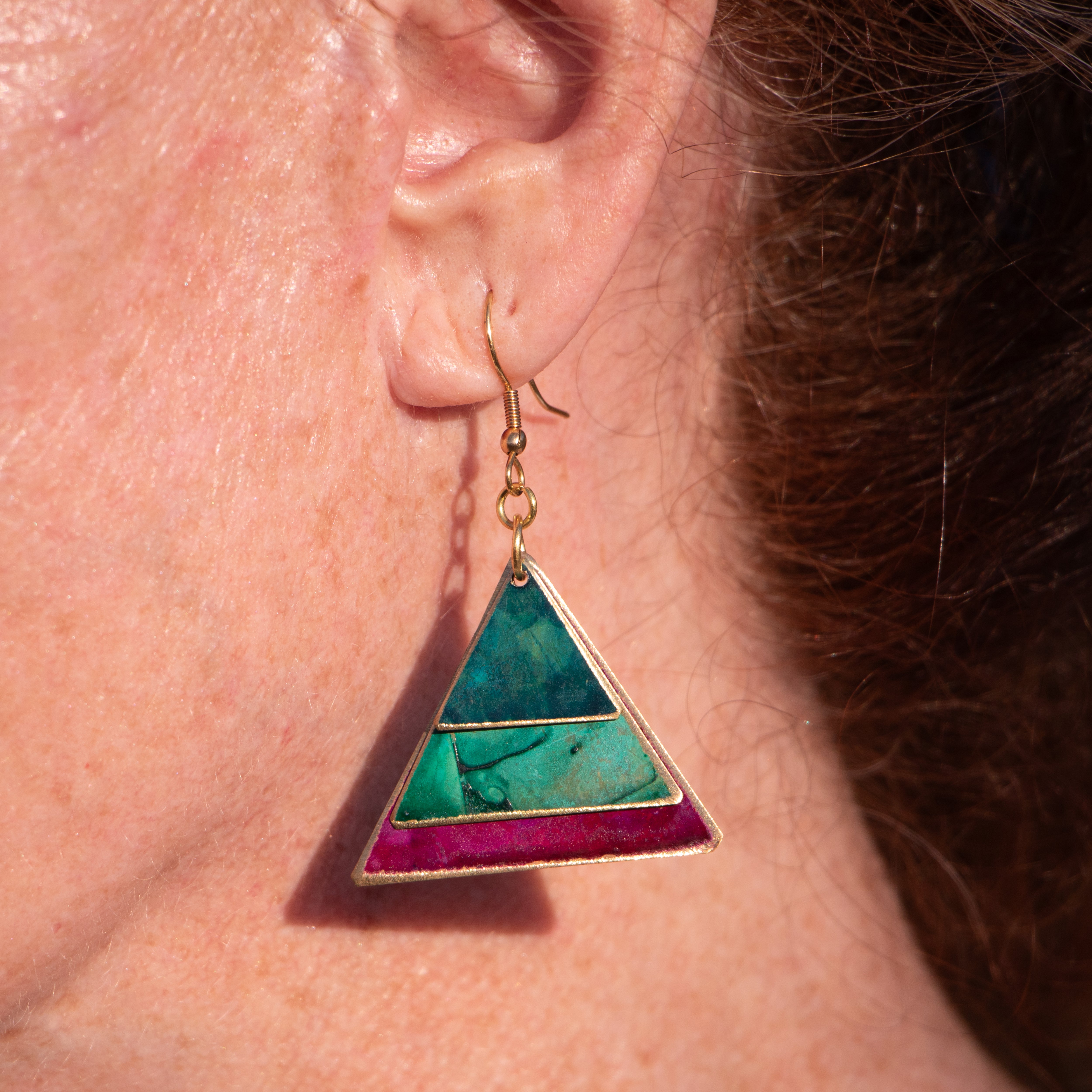 Ayanda - Colourful Triangle Patina Earring