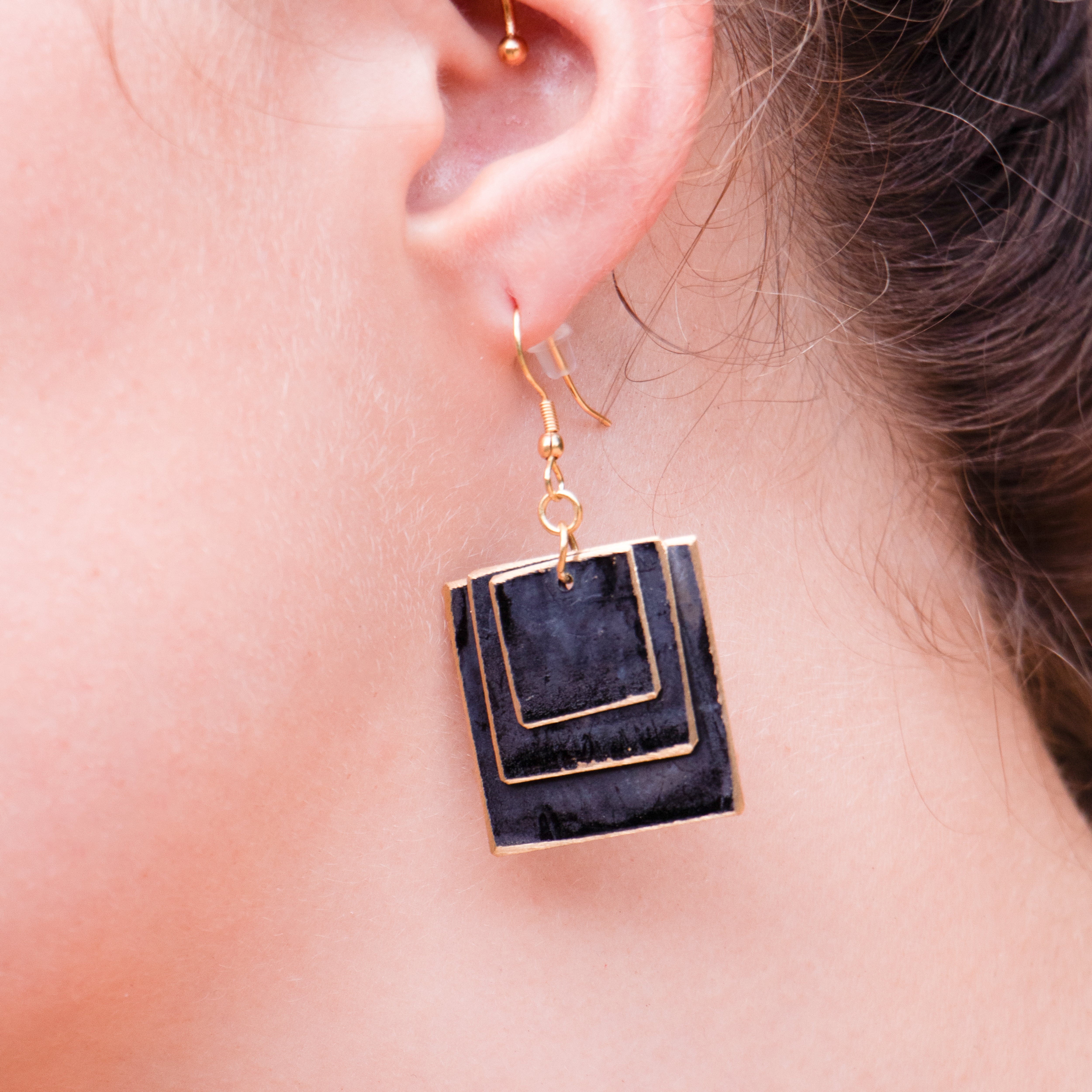 Phakama - Brass Burgundy or Black Earrings